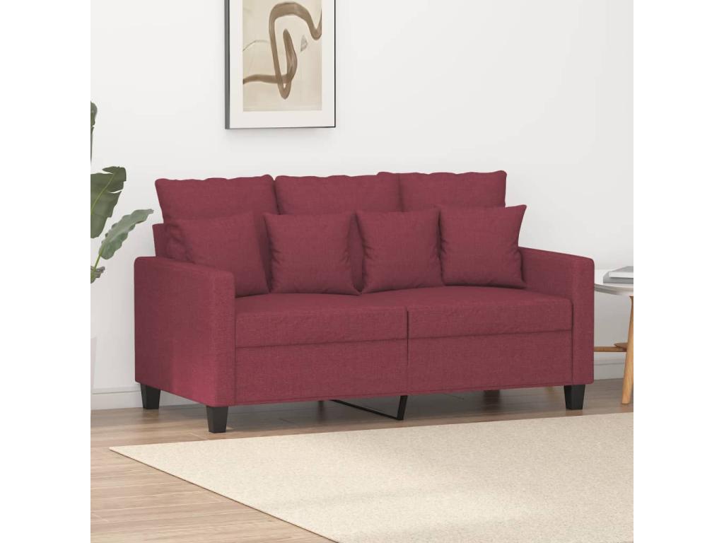 Sofá de 2 plazas de tela rojo tinto 120 cm