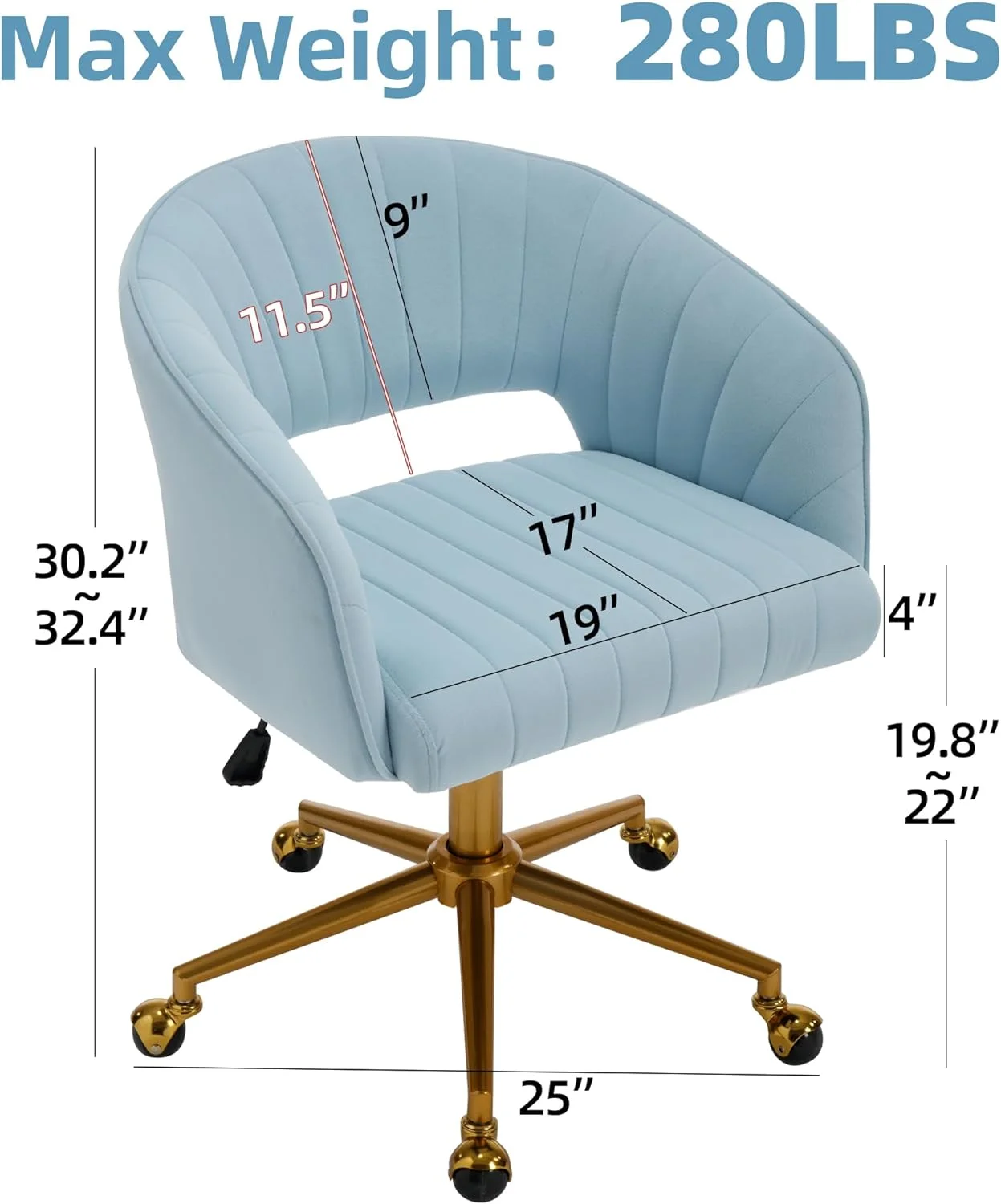 Westice Home Office Desk Chairs, Velvet Task Chair, Height Adjustable Swivel Vanity Chair with Golden Base for Vanity Study, Living Room Computer Room, Beige - Image 47