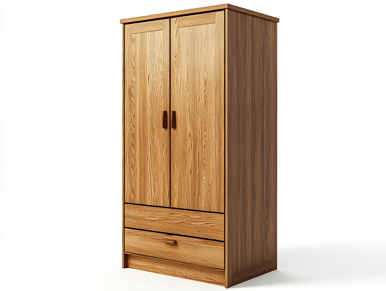 Armario roble natural con dos puertas y dos cajones MDF 85x55x195cm para dormitorio