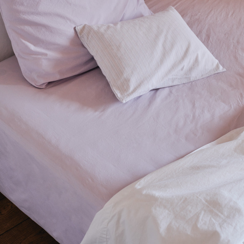 Drap-housse en percale de coton - Lavande
