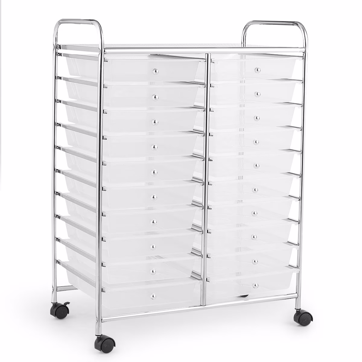 Costway 20 Drawer Rolling Storage Cart Tools Scrapbook Paper Office School Organizer Yellow - Image 7