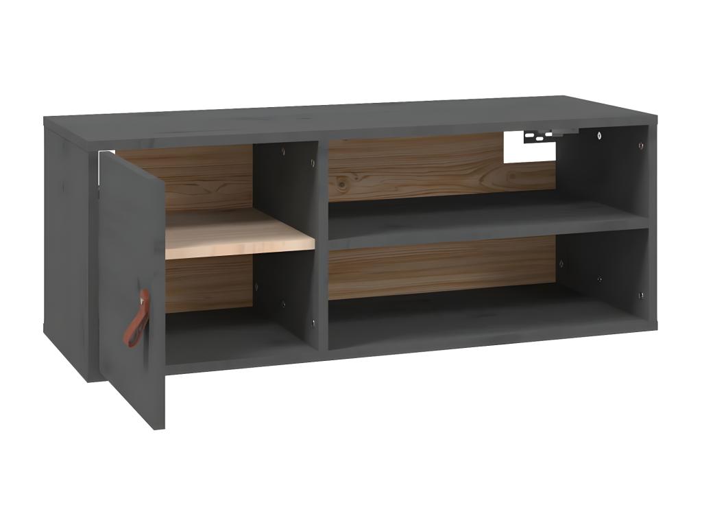 Armario de pared de madera maciza de pino gris 80x30x30 cm