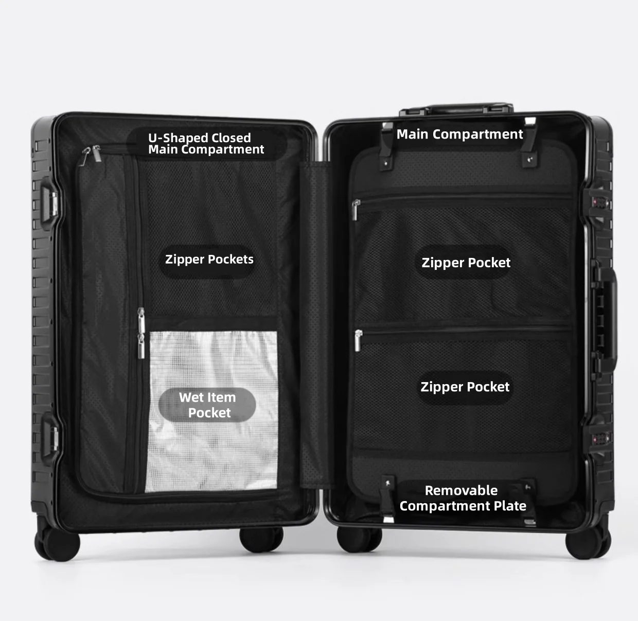 All Aluminum Magnesium Hardshell Carry On Luggage with Lock, Airline Approved Hardside Carry on Suitcase with Spinner Wheels, Checked Metal Rolling Luggage Case for Travel, Business - Image 11