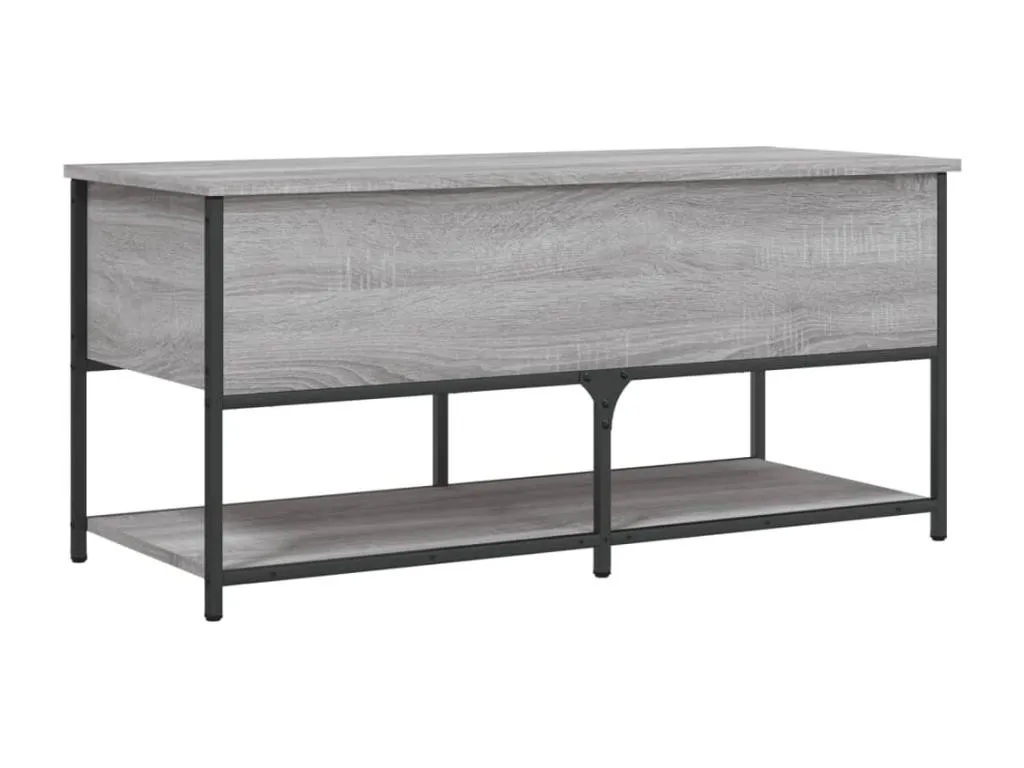Banco de almacenaje madera contrachapada gris Nidovia 100x42,5x47 cm fwz3624899