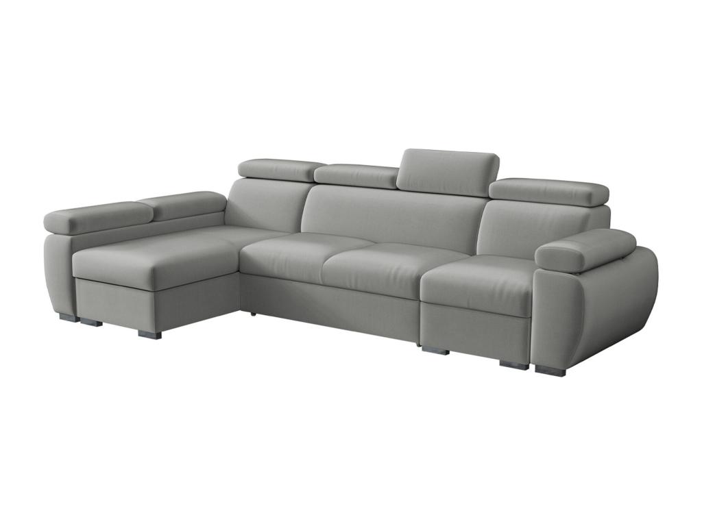Sofá rinconero Columbus 227, Gris, Función de descanso, Caja de ropa de cama, 320x170cm