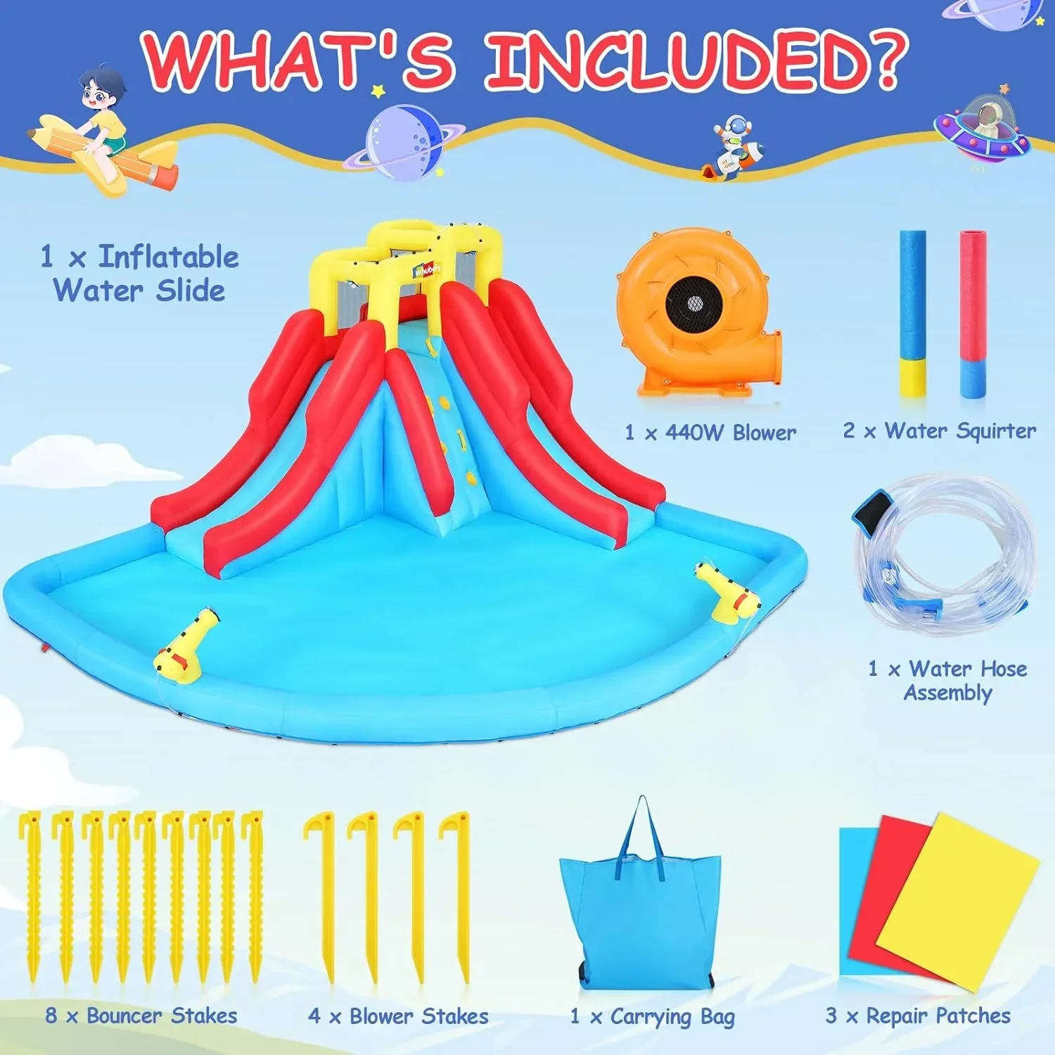ROOJER Inflatable Water Slide Bounce House 8-in-1 With 450W Blower - Crocodile Water Park - Image 22 ROOJER Inflatable Water Slide Bounce House 8-in-1 With 450W Blower - Crocodile Water Park - Image 22