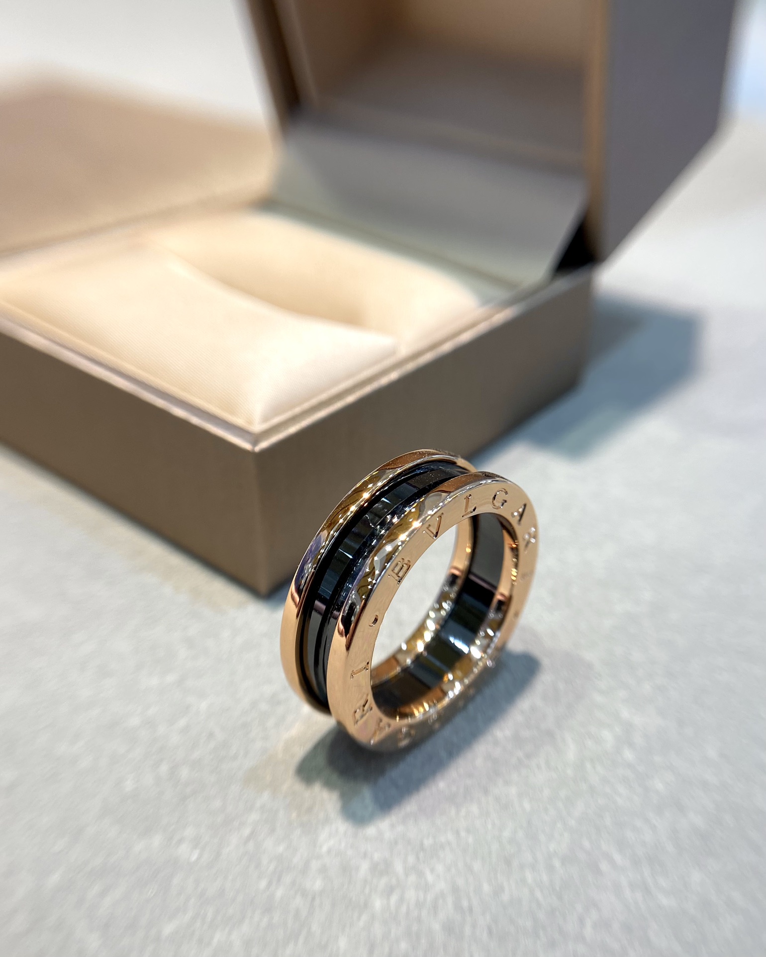 Bvlgari Rose Gold and Black B.zero1 Ring - Original Replica Club