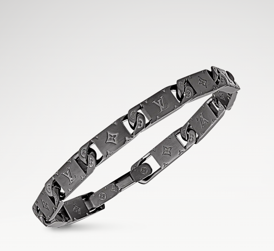 Louis Vuitton Men's Black Gold Monogram Tied Up Bracelet - Original Replica Club