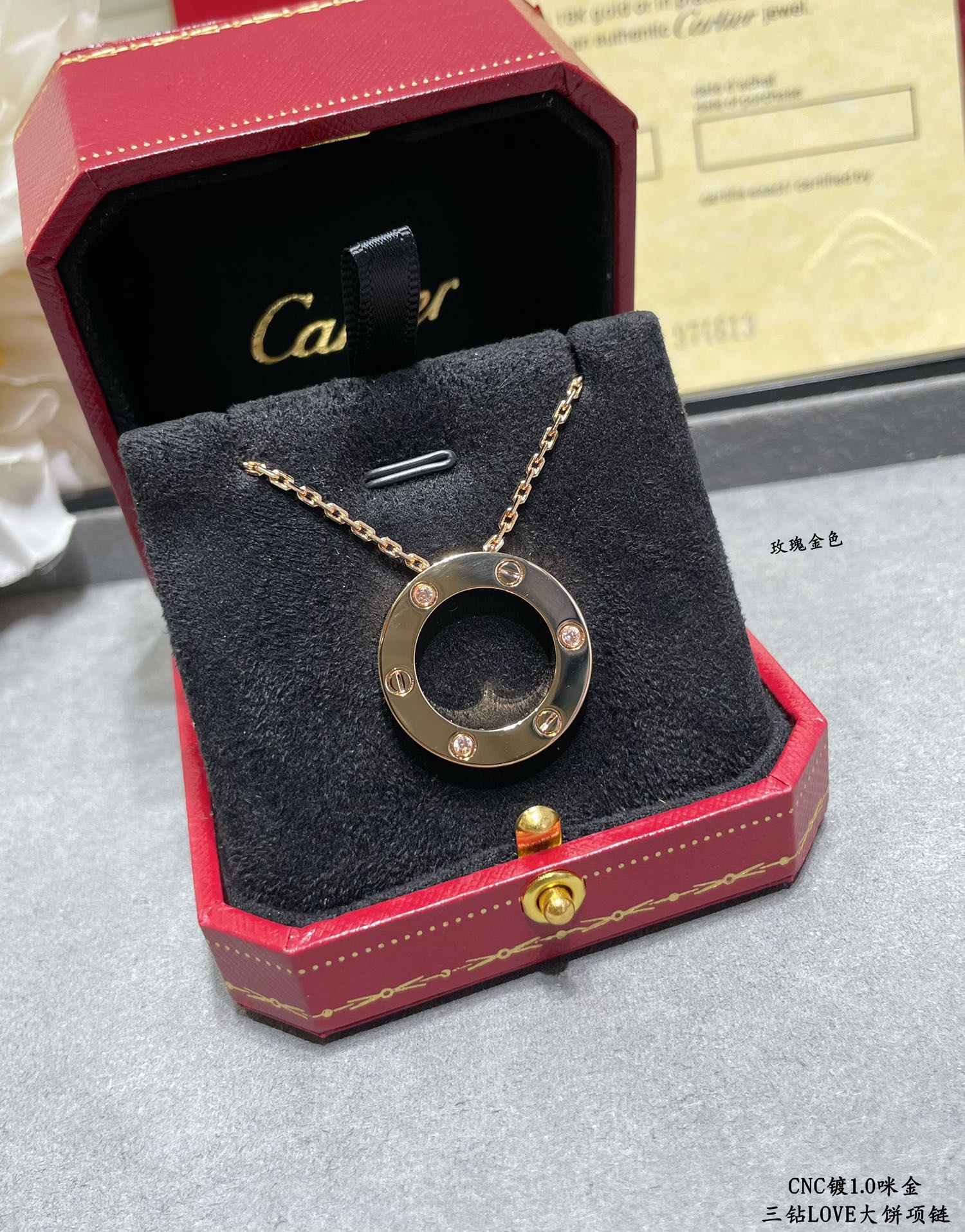 Cartier 3 Diamonds Paved Trinity Pendant Necklace - Original Replica Club