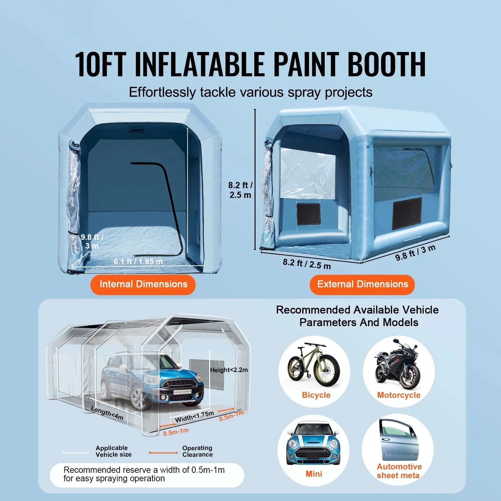 KFFKFF Portable Inflatable Spray Shelter 9.8 x 8.2 x 8.2 ft With 550 W Blower And Filtration System - GZYJXKF03 - Image 8 KFFKFF Portable Inflatable Spray Shelter 9.8 x 8.2 x 8.2 ft With 550 W Blower And Filtration System - GZYJXKF03 - Image 8