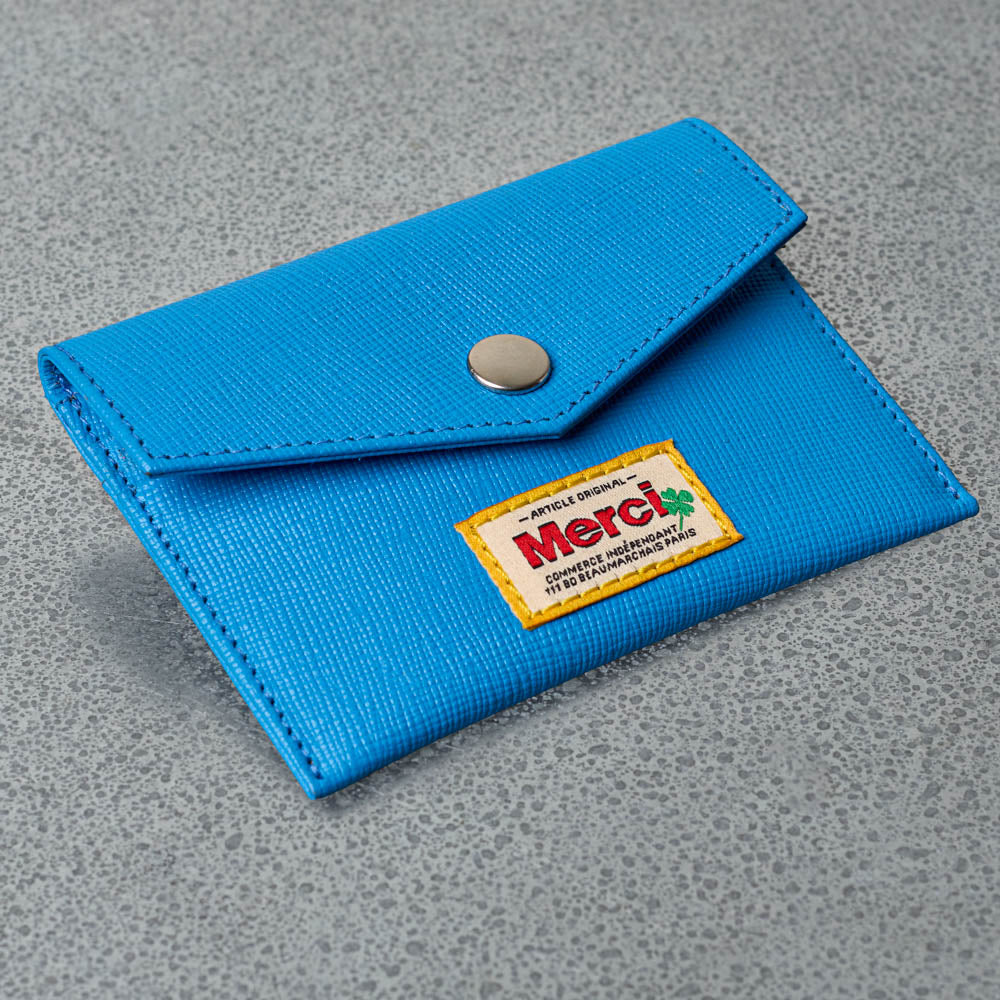 Merci - Porte Carte à Rabat - Turquoise