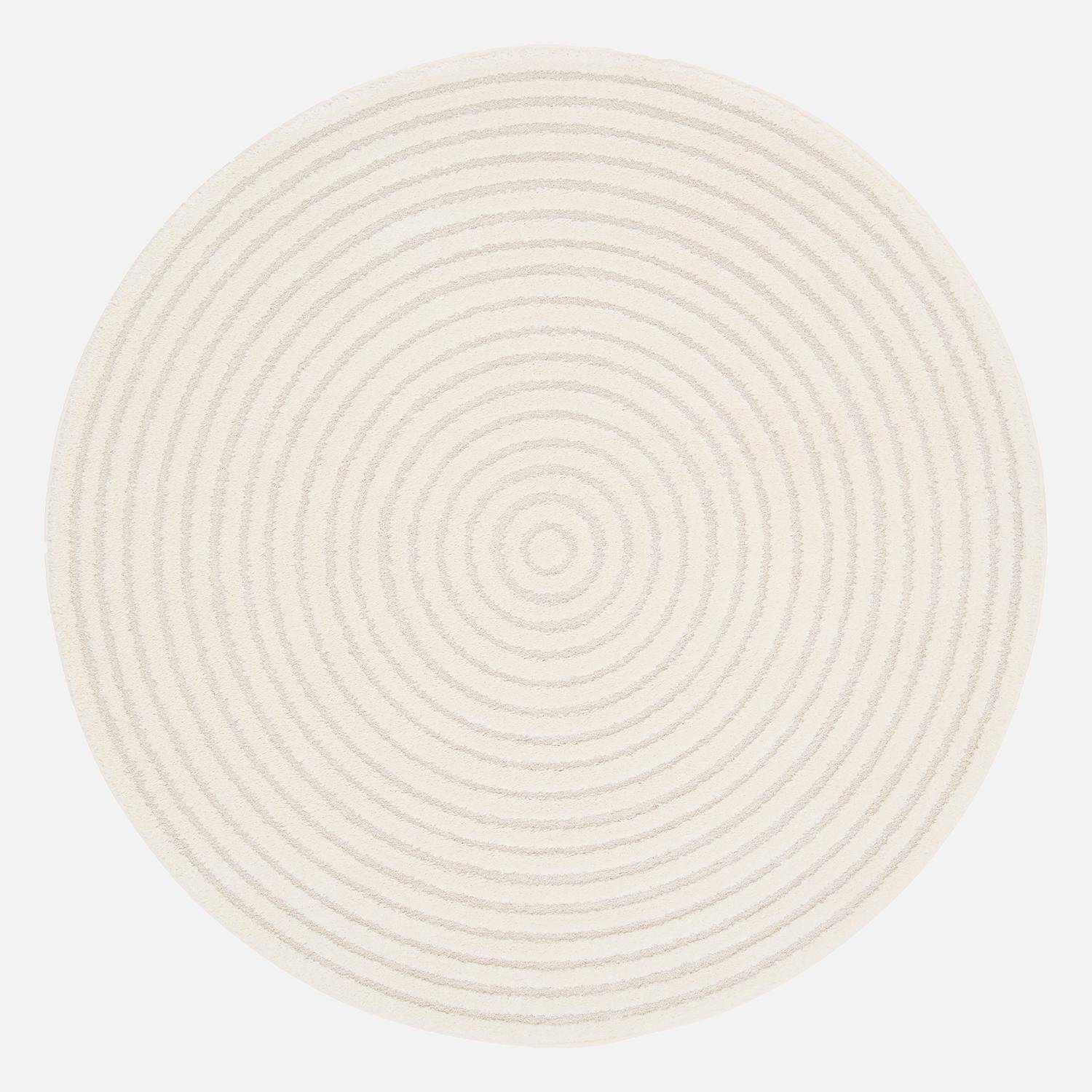 Blair - Alfombra interior redonda con relieve en color crema