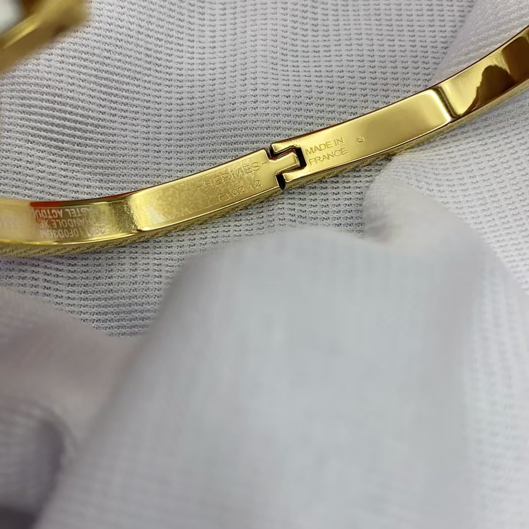 Hermes H Pink Enamel Bangle Bracelet - Original Replica Club