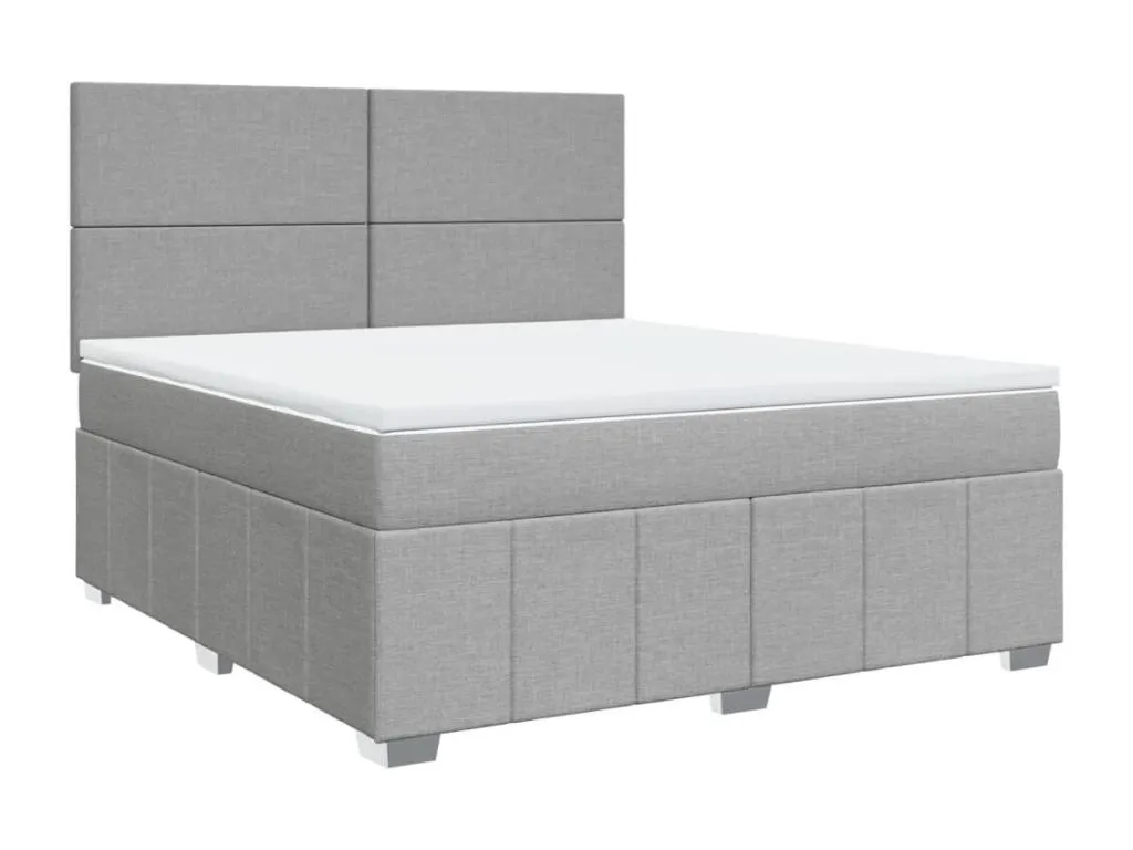 Cama box spring con colchón tela gris claro 180x200 cm imo3522884