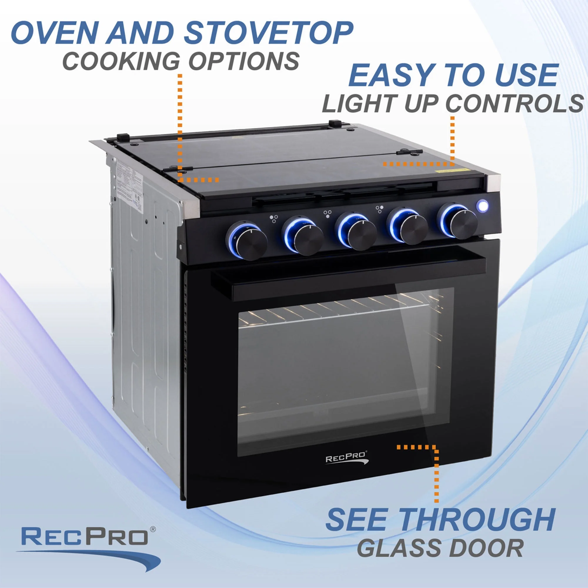 RecPro 17 Inch 3 Burner Propane RV Stove Gas Range without Hood, Silver - Image 3