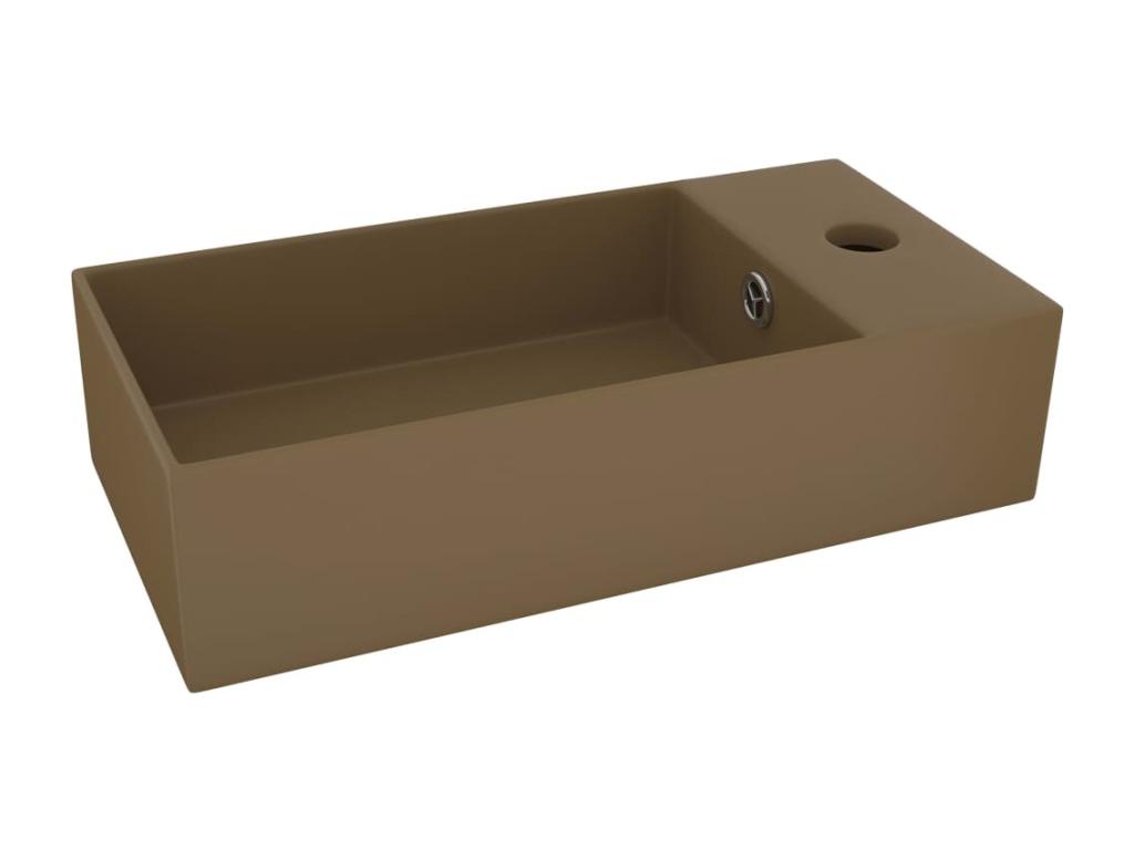 Lavabo de baño con rebosadero Cerámica Mate crema