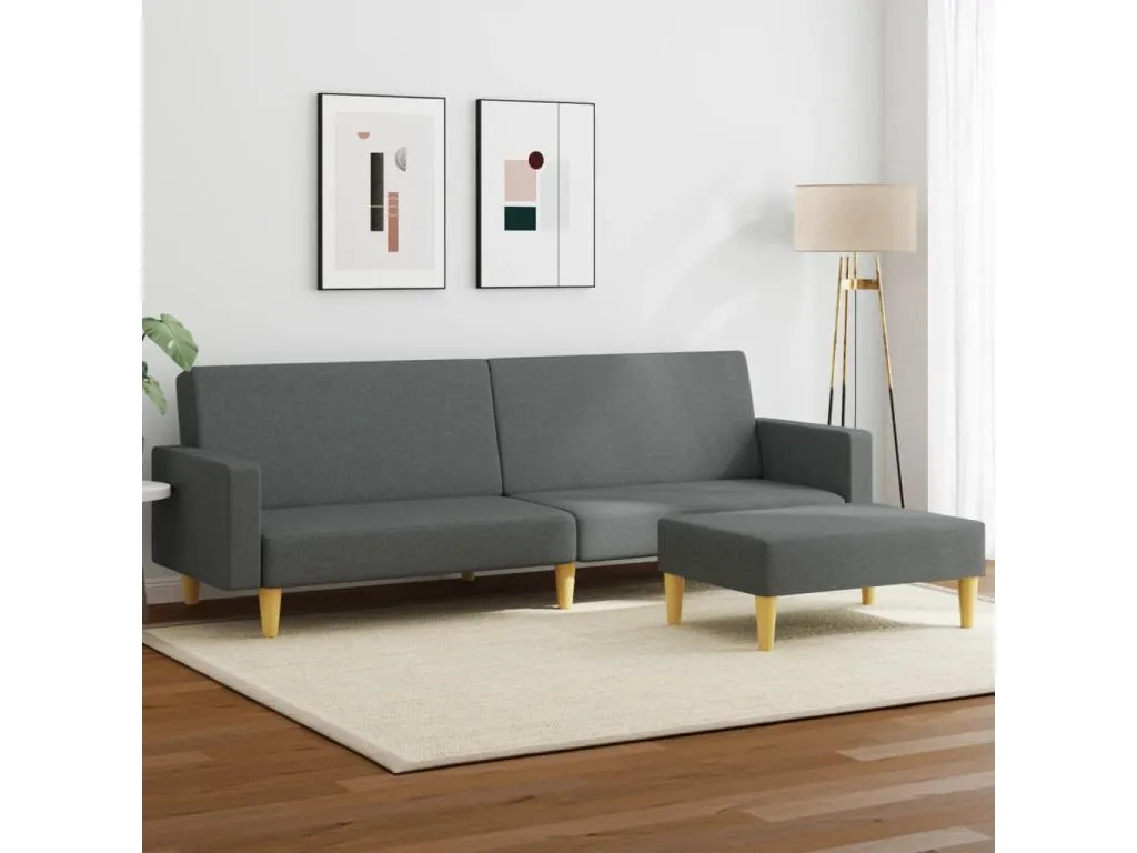 Sofá cama de 2 plazas con taburete tela gris oscuro clzt70127