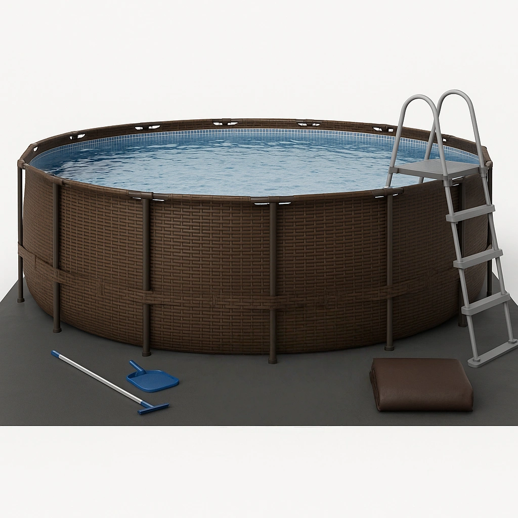 Piscina Exterior Redonda Marrón PVC Jardín 366x366x122 cm