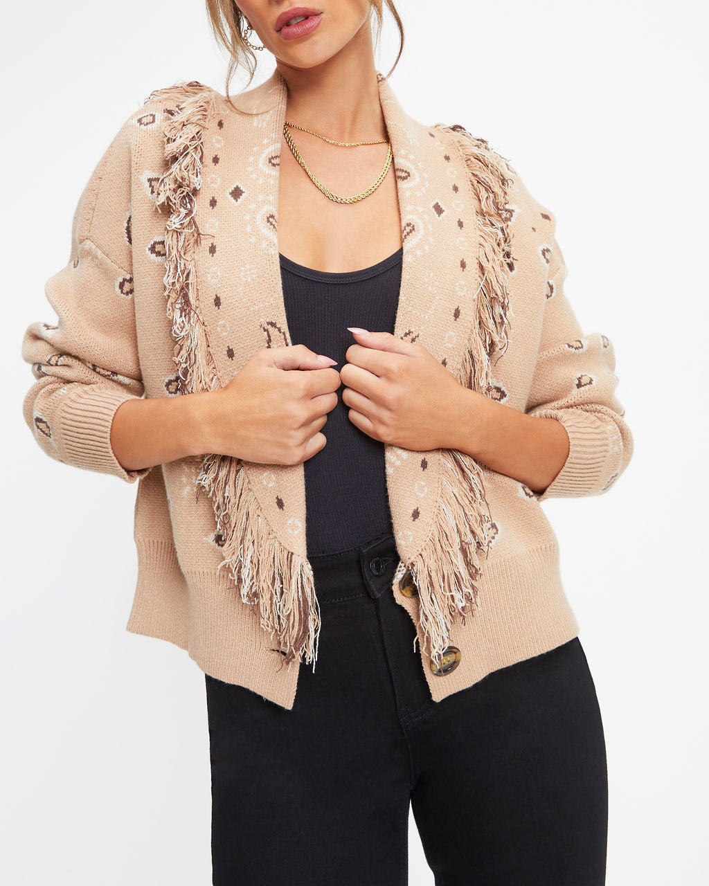 Wild Out Bandana Fringe Cardigan - Se7enfashion