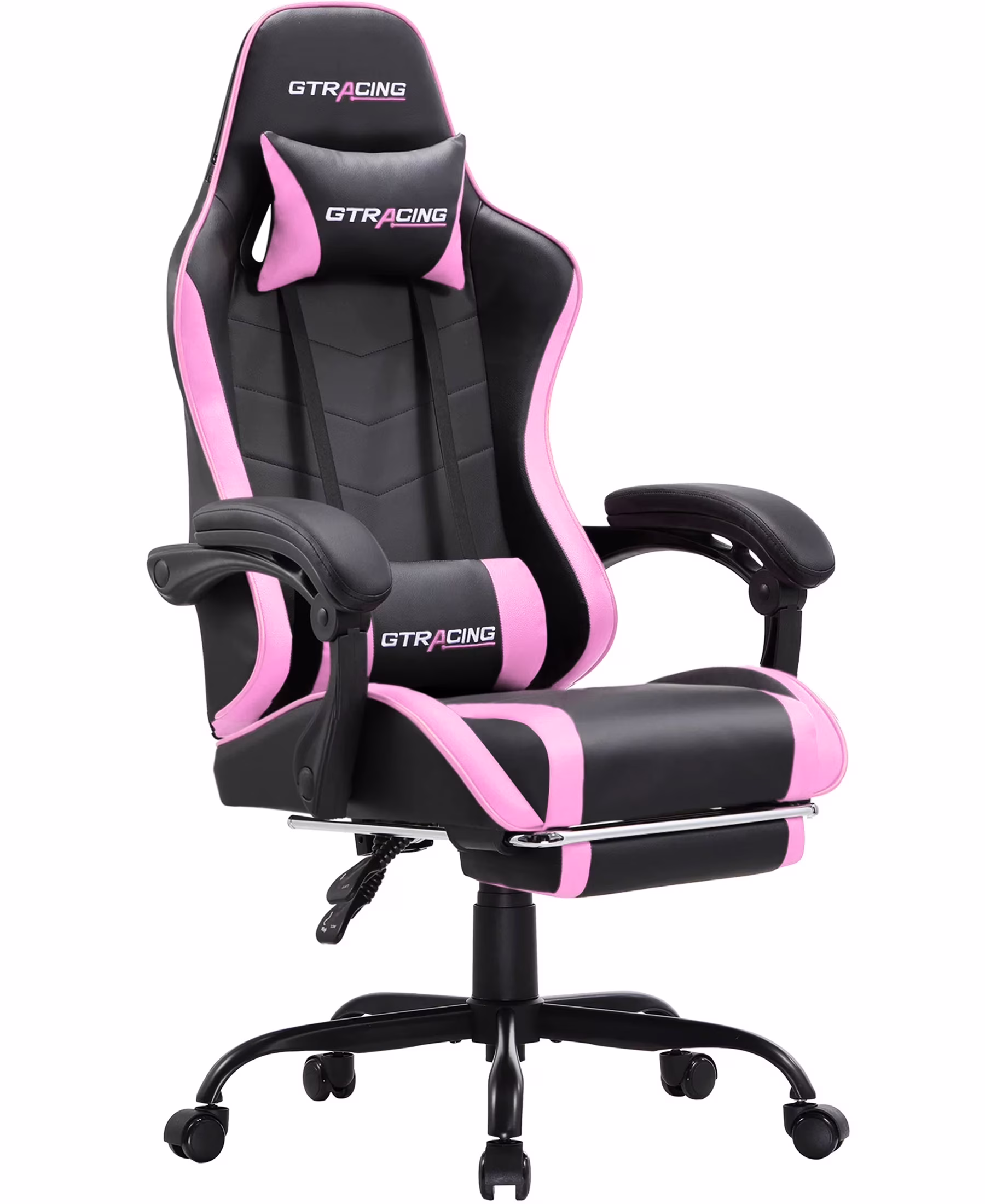 GTRACING GTWD-200 Ergonomic Gaming Chair with Adjustable Pillows and Footrest , White - Image 7