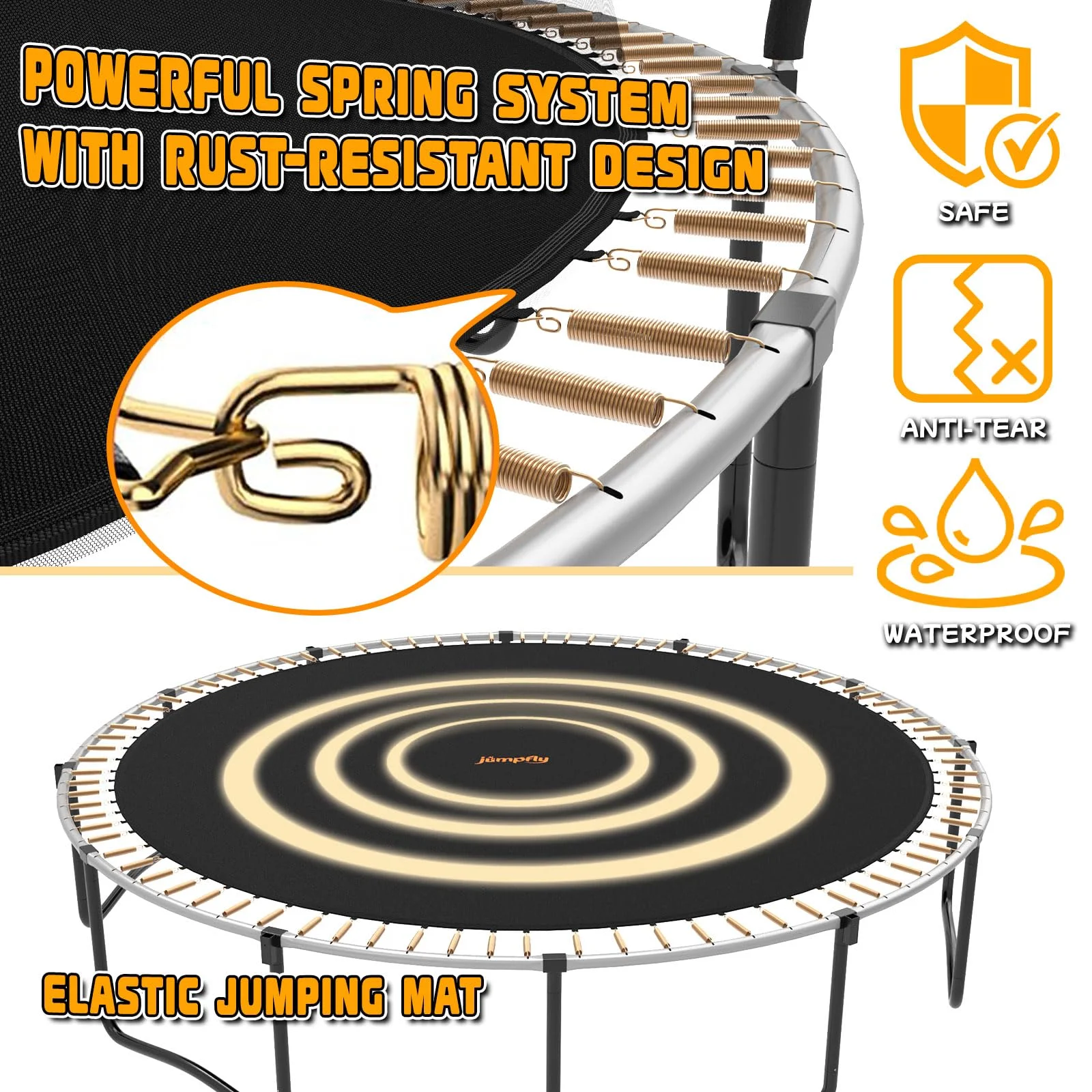 Jumpfly Trampoline 10FT Trampoline with Basketball Hoop-Curved Poles Reinforced Recreational Trampolines with Enclosure And Ladder-Outdoor Trampoline for Kids - Image 15