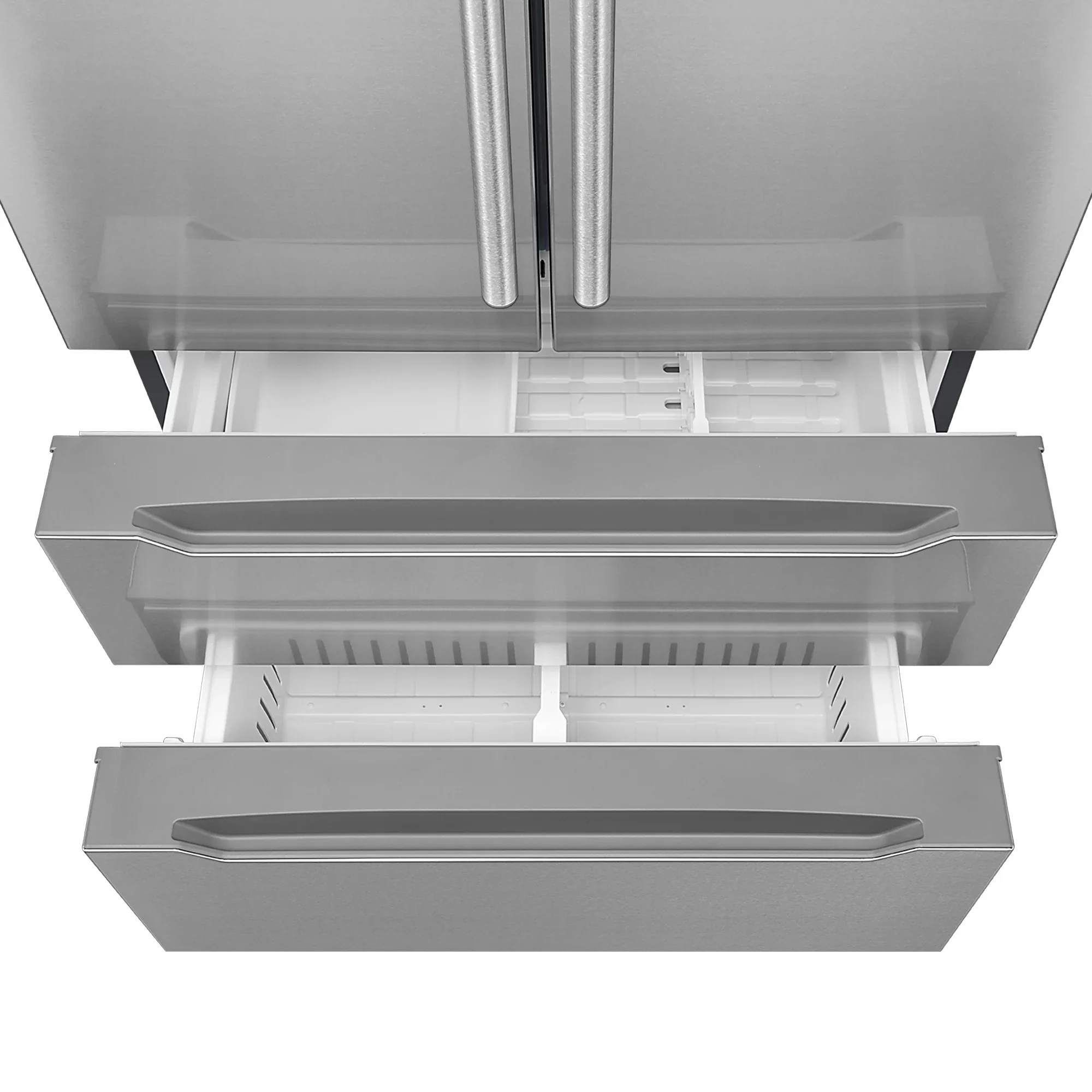 Cosmo 4 Piece Kitchen Appliance Package with 30" Freestanding Electric Range 30" Under Cabinet Range Hood 24" Built-in Integrated Dishwasher & French Door Refrigerator Kitchen Appliance Bundles