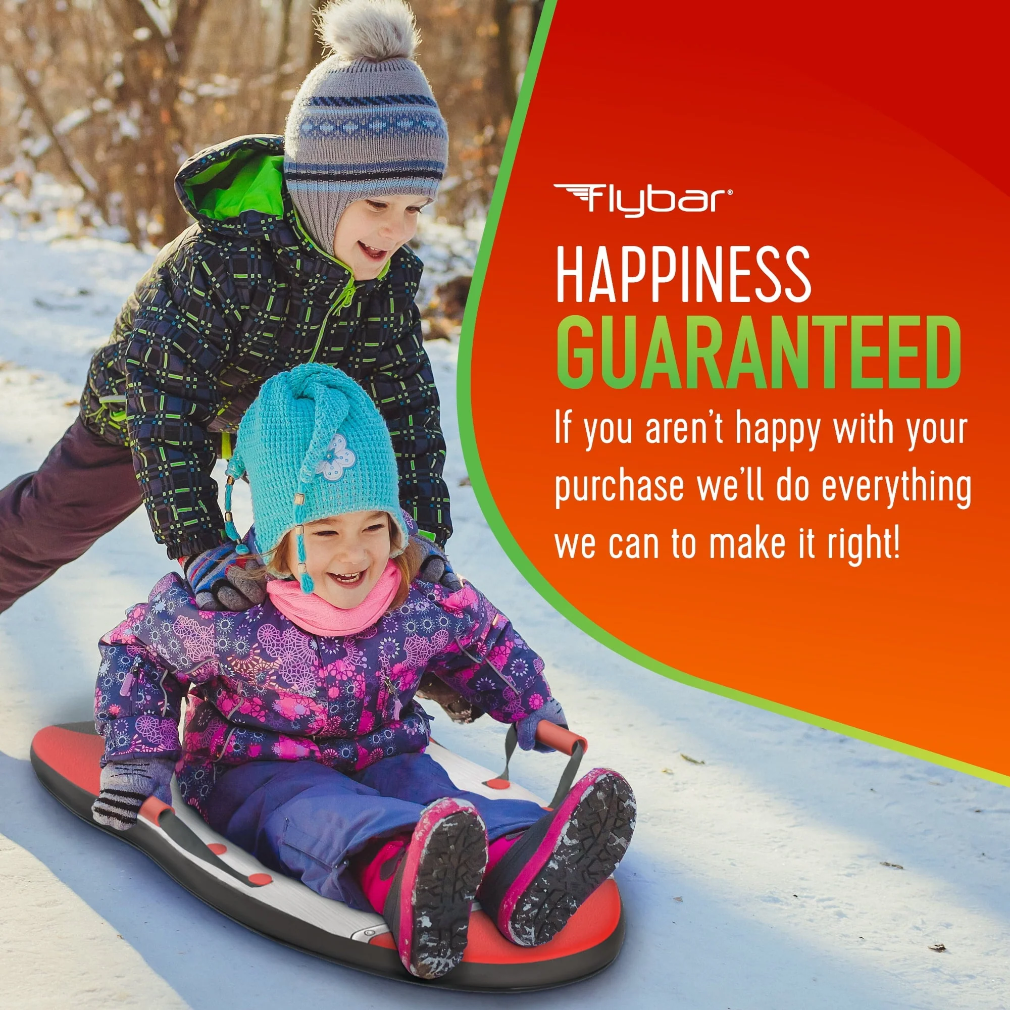Flybar Kids 36' Rocket Foam Toboggan Snow Sled for Kids with Slick Bottom for Kids, Ages 6+