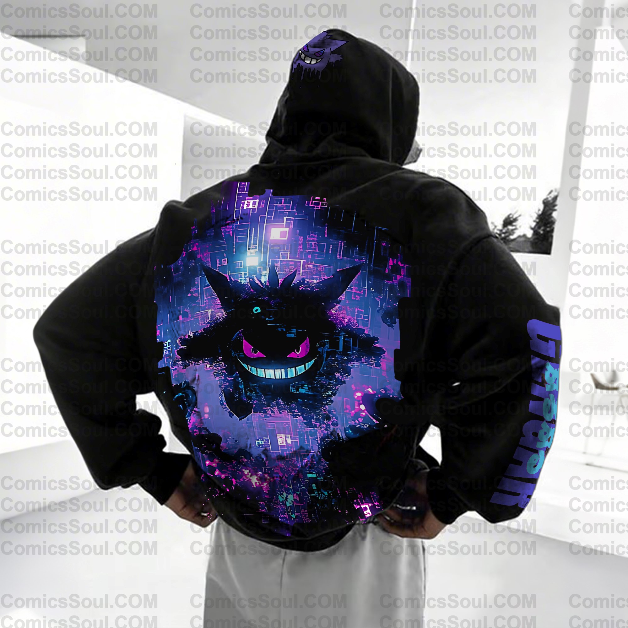 Unisex Anime Graphic Streetwear Vintage Plush Hoodie| Gengar