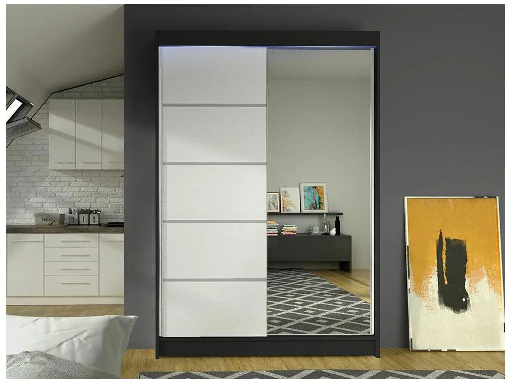 Armario Micasacool 149 Negro | Blanco 200x120x58cm Puertas de armario - Correderas