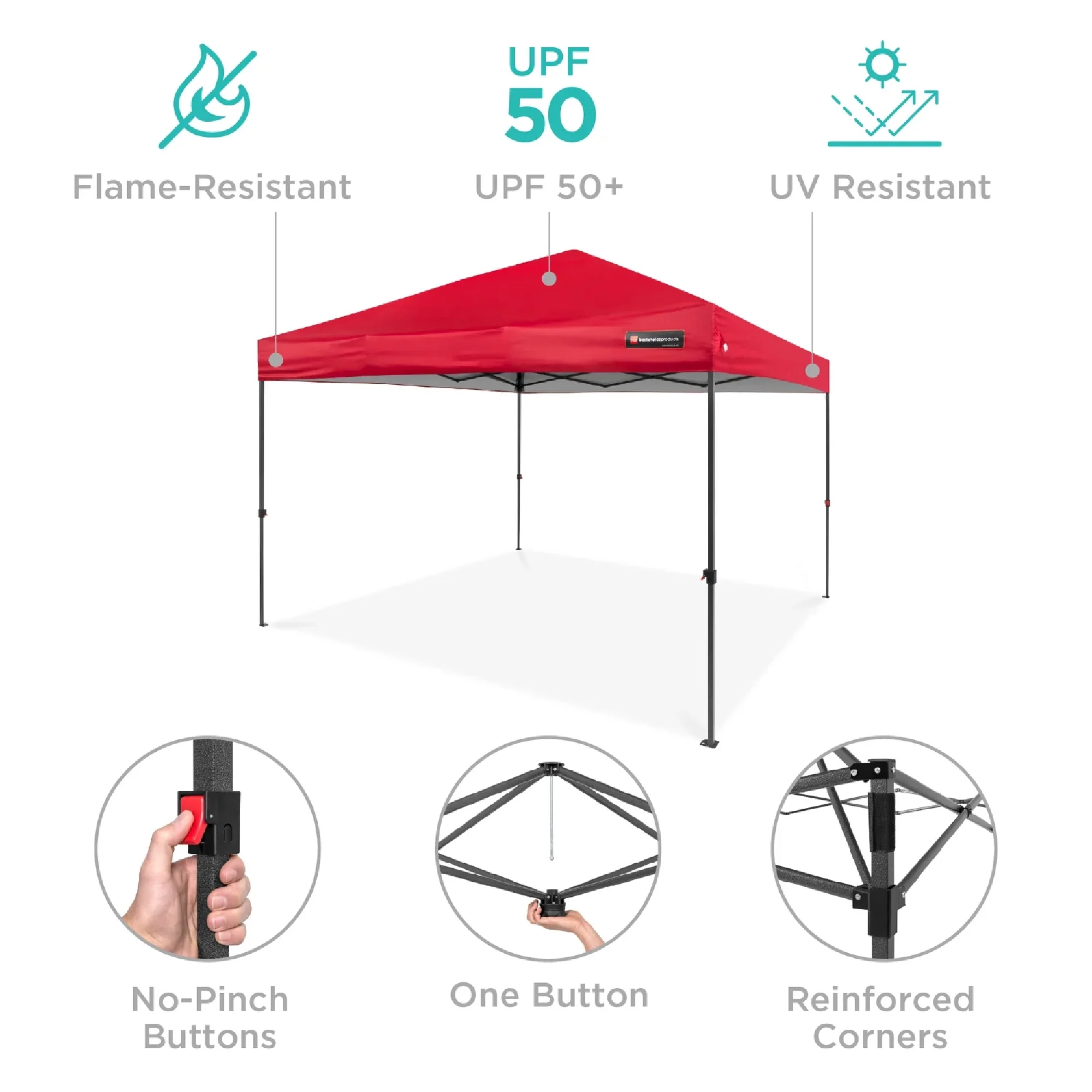 Best Choice Products 12x12ft Easy Setup Pop Up Canopy w/ 1-Button Setup, Wheeled Case, 4 Weight Bags - Navy Blue - Image 89