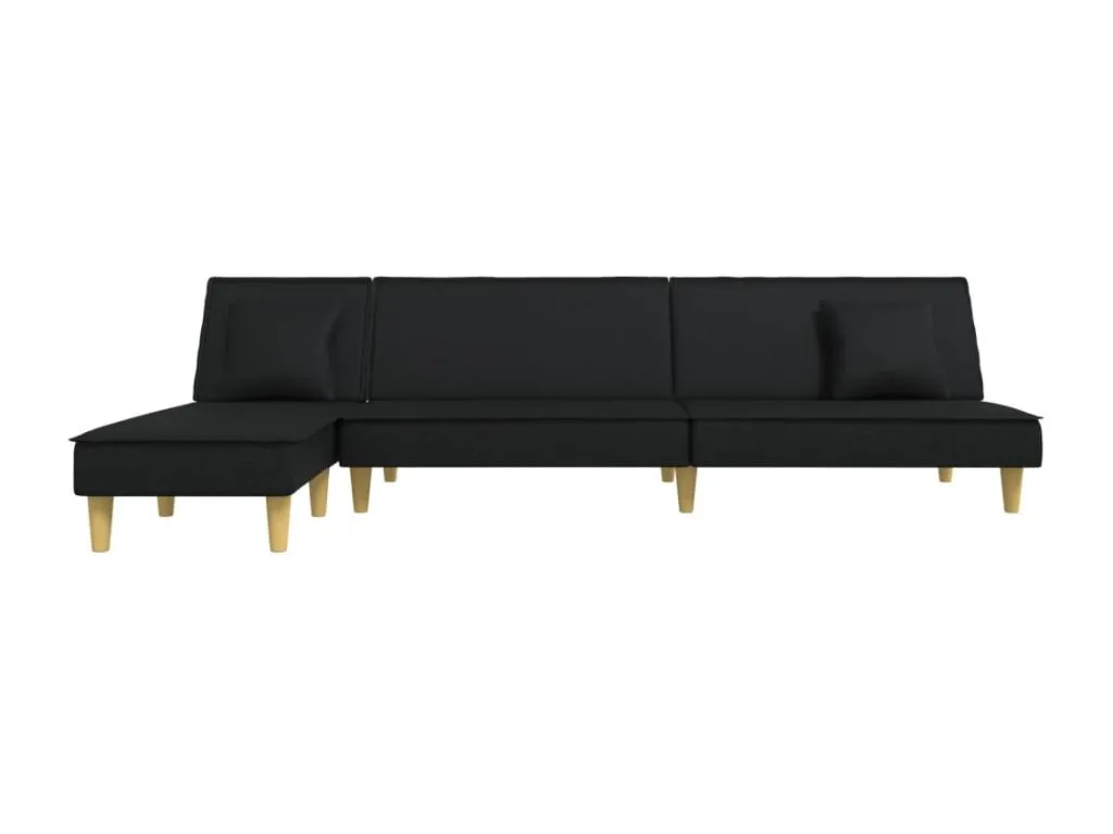 Sofá cama en forma de L confeccionado en tela negra medidas 255x140x70 cm ndmq37719