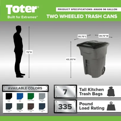 96-Gallon Wheeled Trash Can with Lid