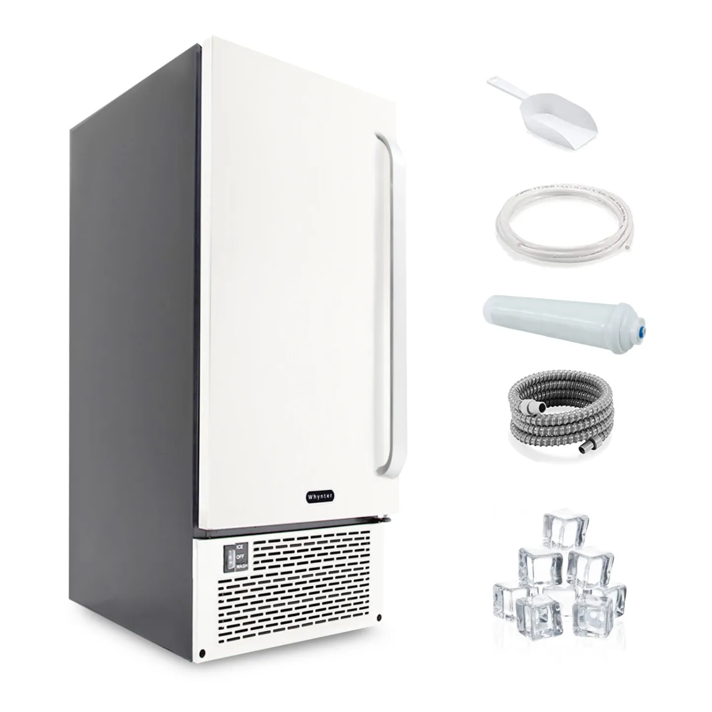 Whynter UIM 502SS 15in Built In Ice Maker 80lb Capacity Clear Ice Cube with NSF Inline Water Filter