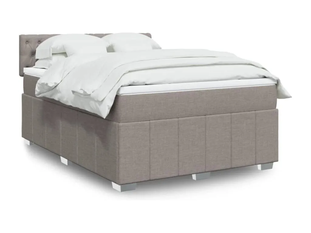 Cama box spring con colchón tela gris taupe 140x200 cm ztj3523134