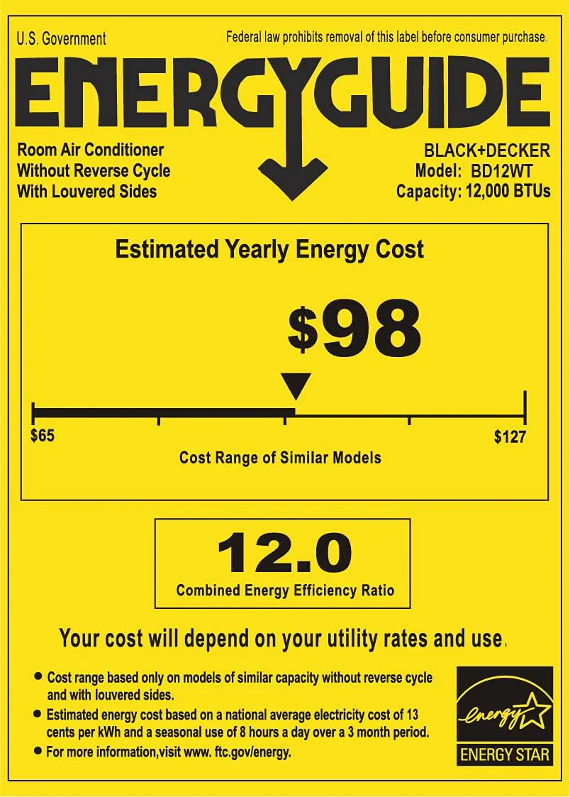 BLACK+DECKER Window Air Conditioner 5000 BTU Cools Up to 150 Square Feet AC Mechanical Controls