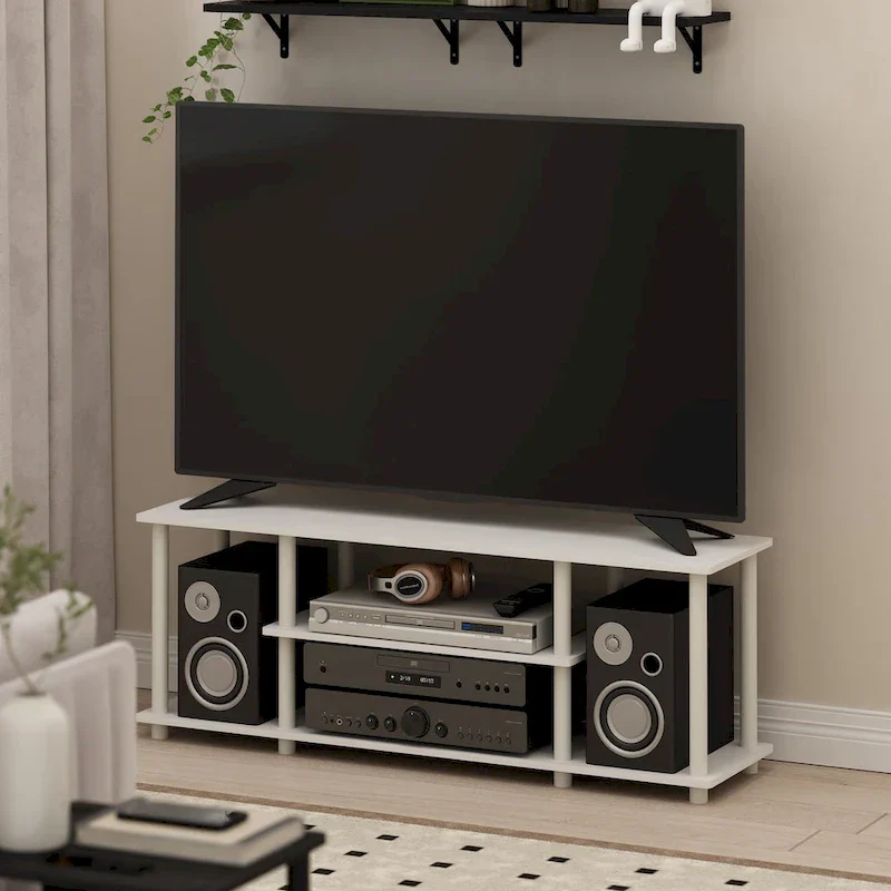 Furinno Turn-N-Tube Tool-Free 3D 3-Tier TV Stand for Entertainment