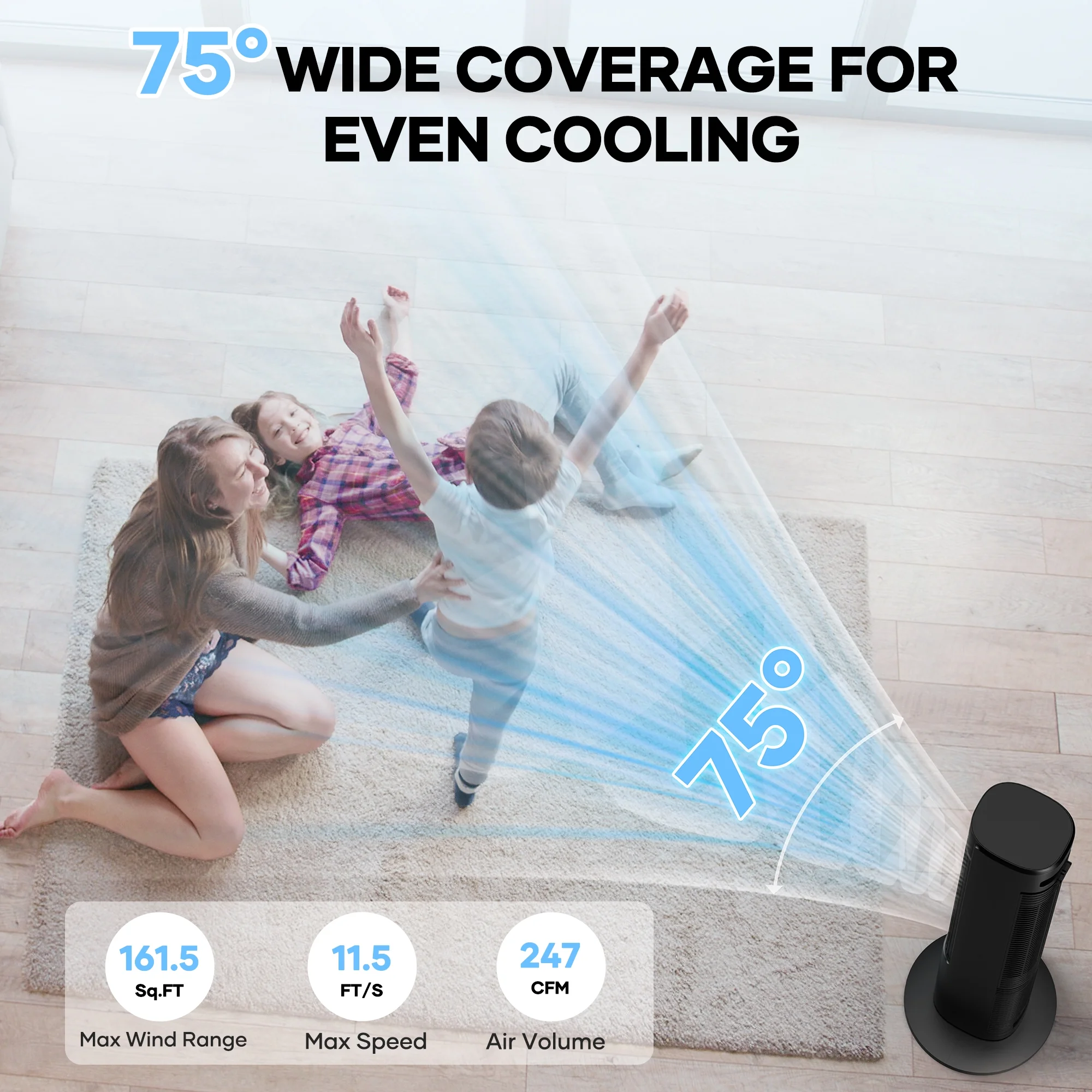 MaxKare 3-in-1 Tower Fan, Air Cooler with FCC & ETL, Humidifier for Office & Bedroom, 40'' High, White - Image 15