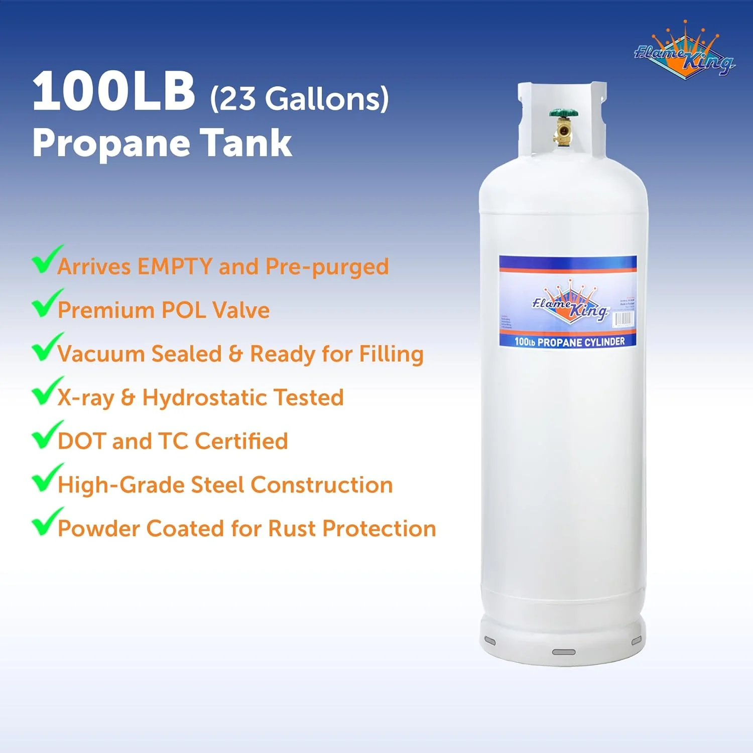 100Lb Steel Propane Tank Cylinder with Pol Valve - valve108270_163892