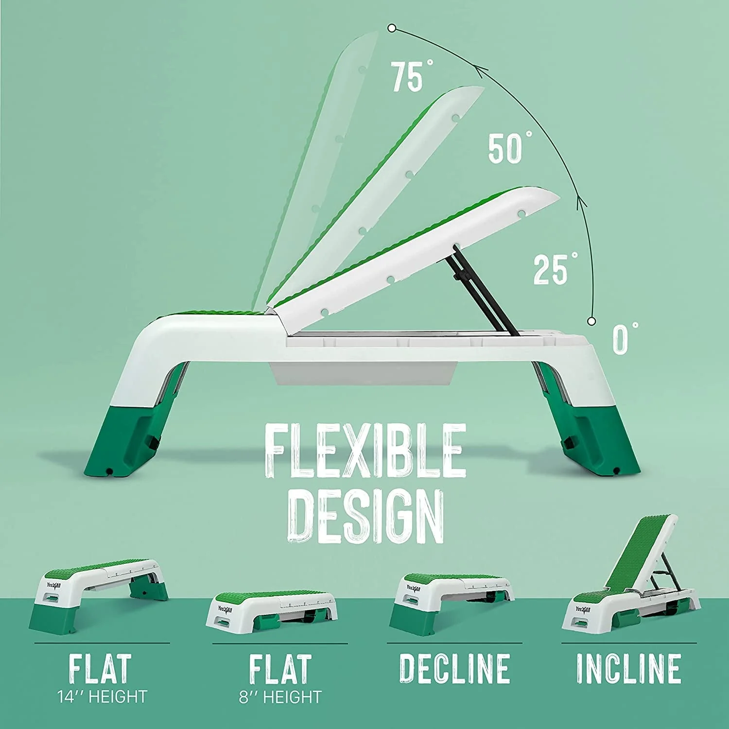 Yes4All Multifunctional Fitness Aerobic Step Platform and Aerobic Deck, Green and White - Image 3