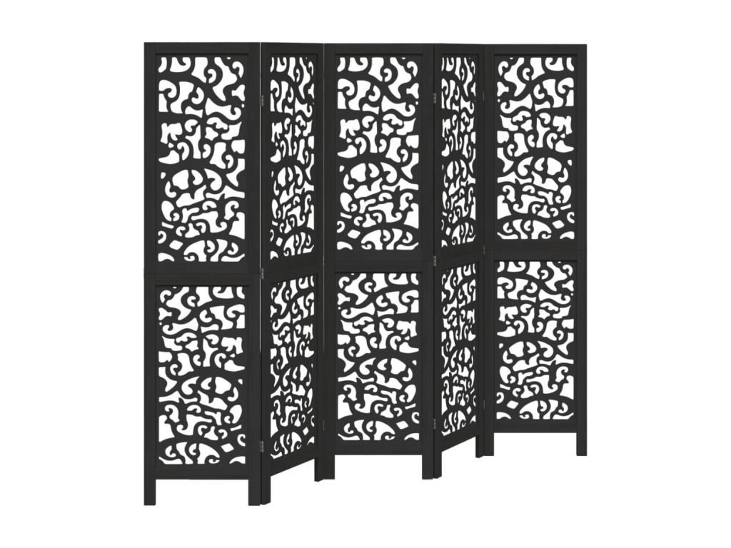 Tabique negro de 5 paneles de madera maciza de paulownia