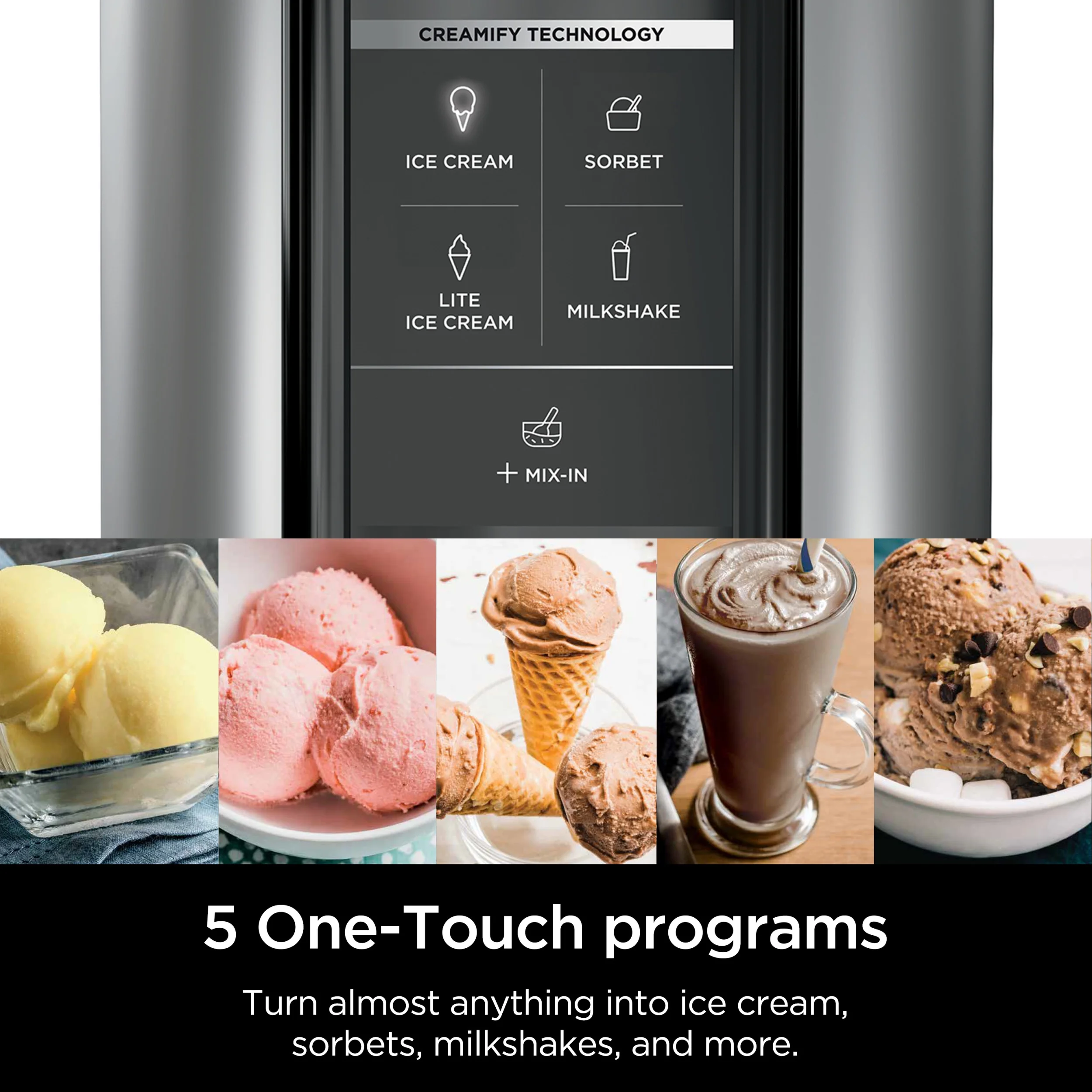 Ninja CREAMi Ice Cream Maker, for Gelato, Mix-ins, Milkshakes, Sorbet, Smoothie Bowls & More, 5 One-Touch Programs, with (2) 16 oz Pint Containers & Lids, Perfect for Kids, White, NC300WH - Image 2