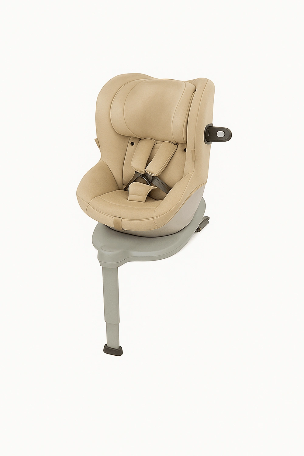 Silla de coche giratoria 360 grados con respaldo ajustable en 2 posiciones y reposacabezas fijo, hasta 22 kg, con protección lateral y arnés de 5 puntos, categoría Asientos de coche, color beige claro, apta para 0 a 6 años