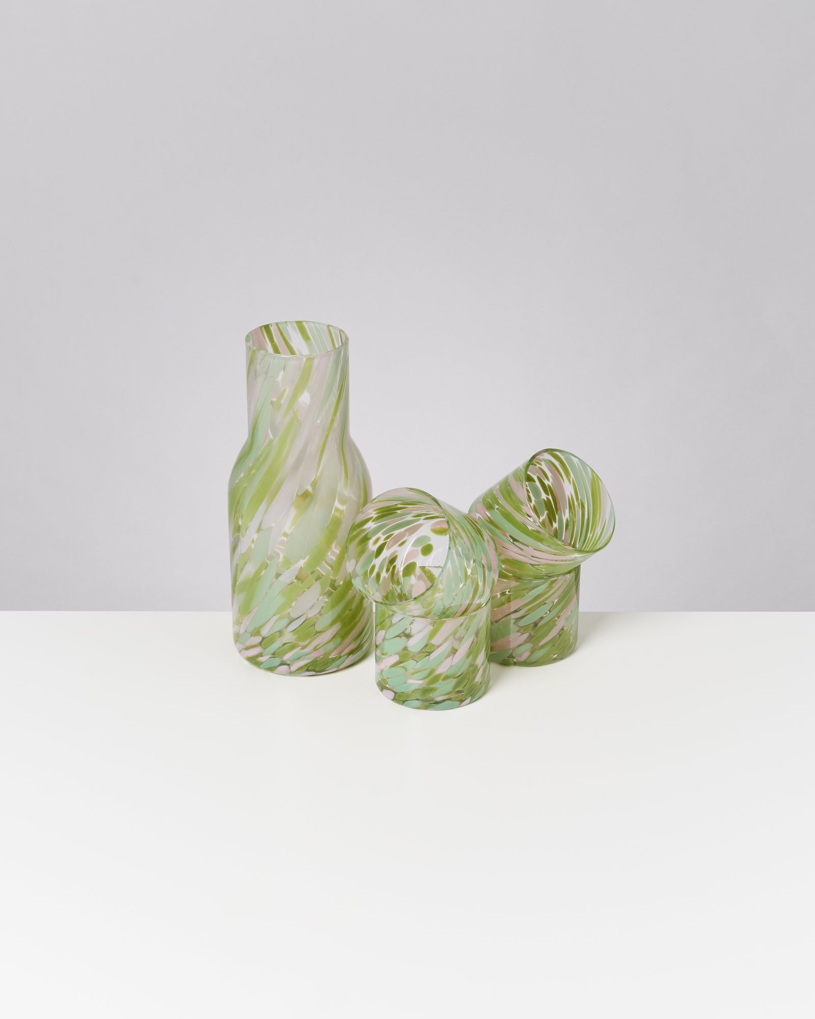 Joia Glas klein drops grün rosa 5er-Set