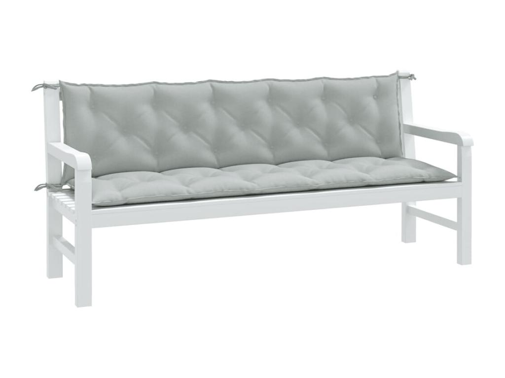 Cojines banco jardín 2 uds tela gris claro melange 180x50x7 cm