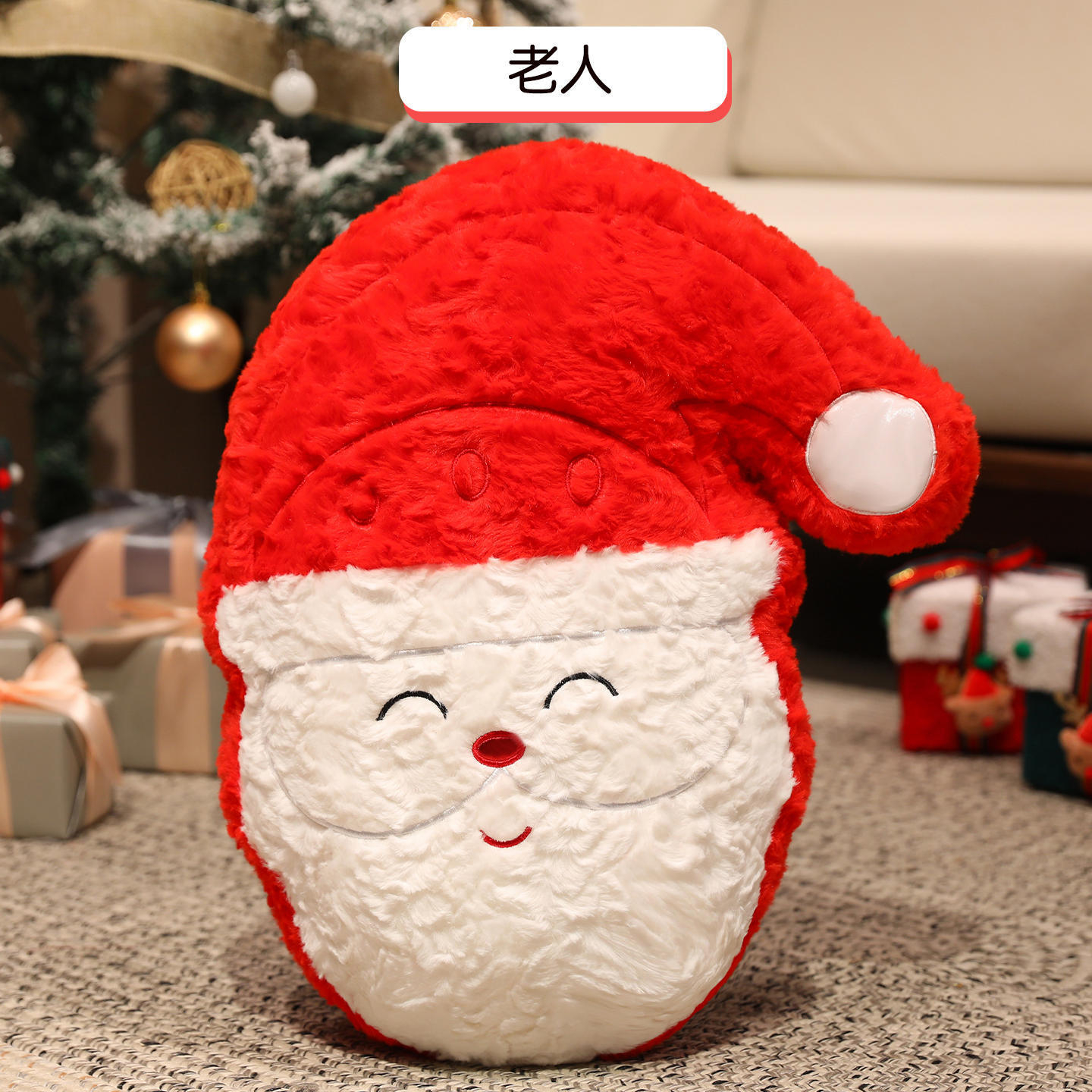 Christmas Shaped Plush Stuffed Pillow Snowman Tree Candy Cane Decorative Throw Cushion Kids Holiday Xmas Gift