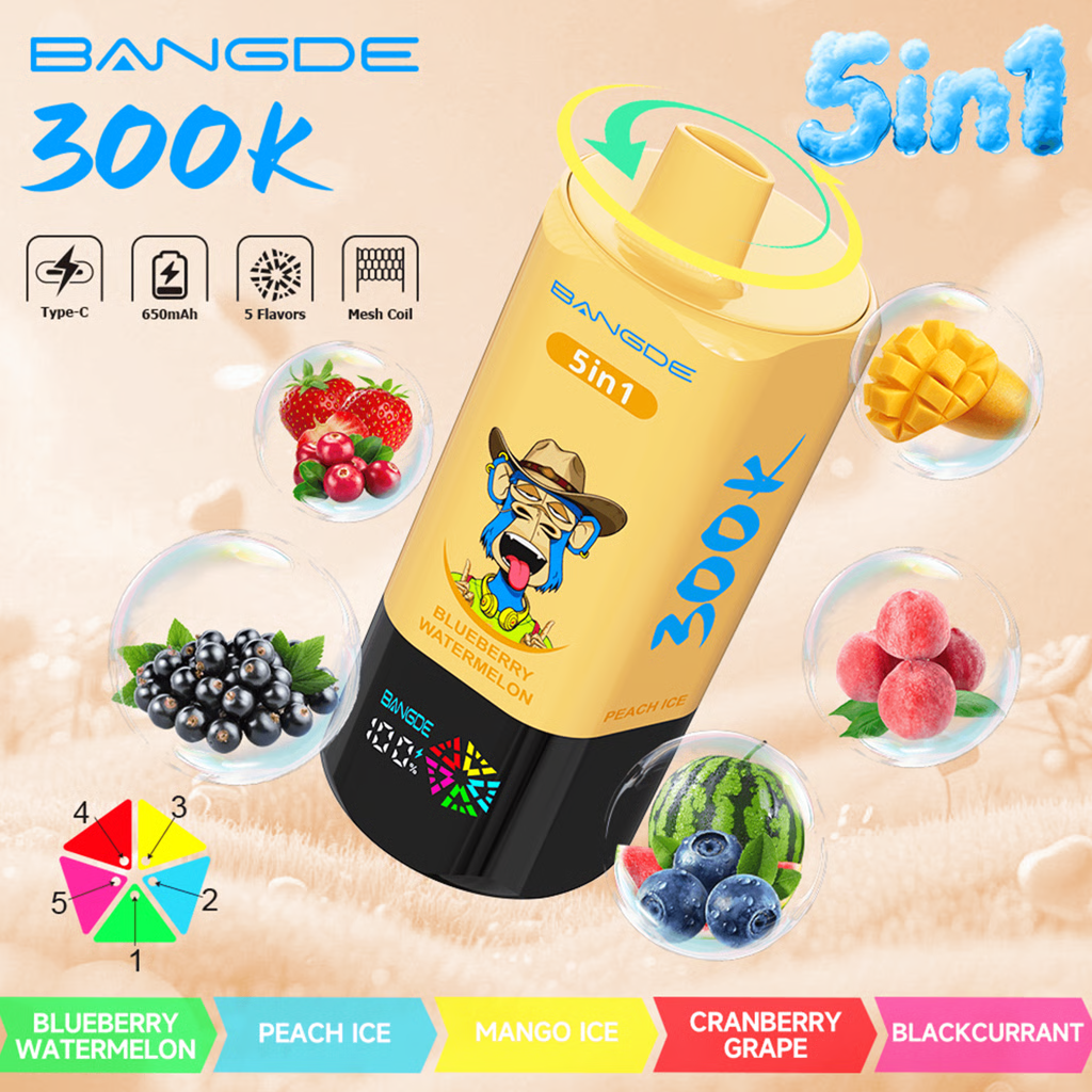 Bang DE 300K 5-in-1Disposable Vape|Up to 300,000 Puffs & Five Flavors in One Device