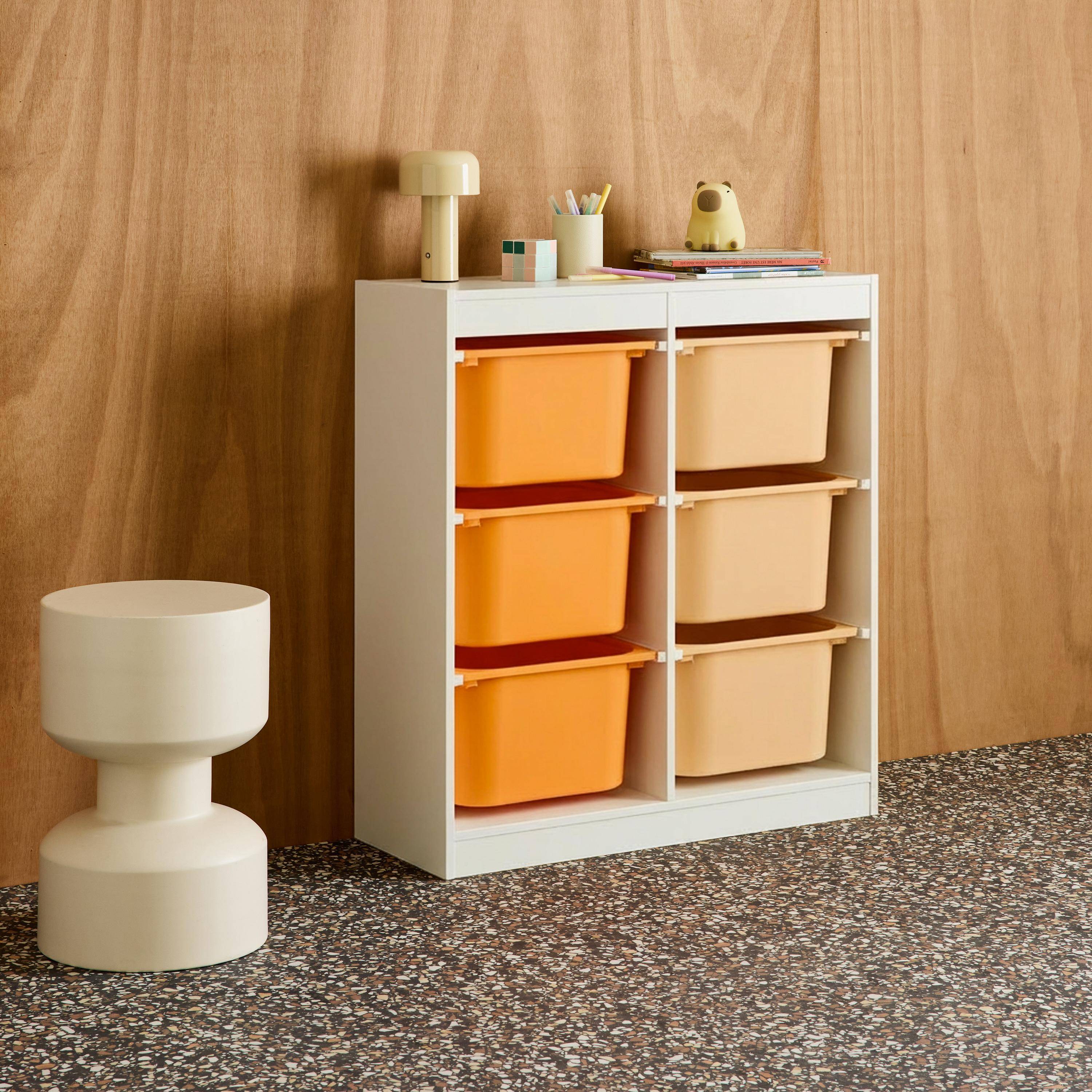 Sora - Mueble de almacenamiento infantil, 6 cajas coloridas