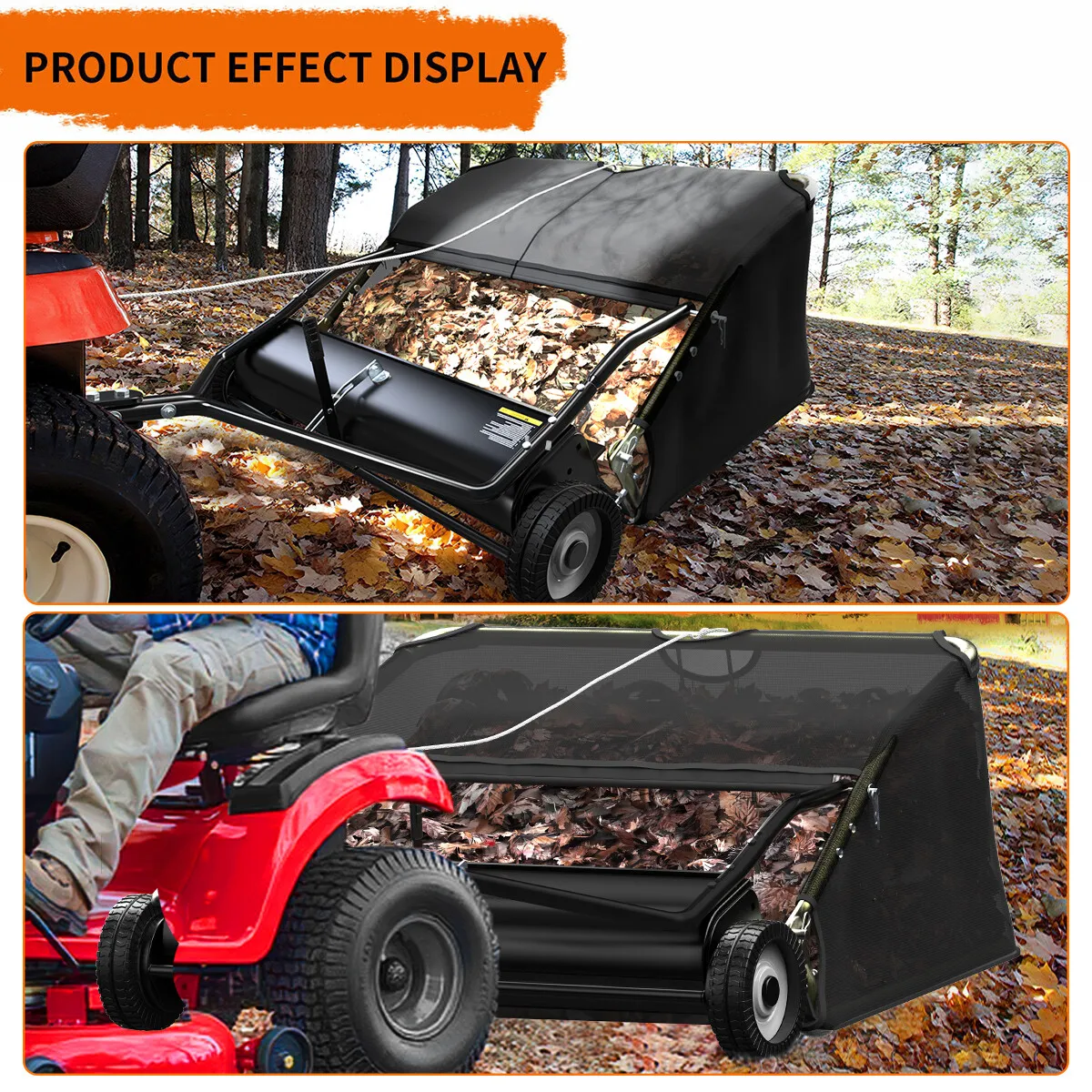 Dextrus 42 in Tow Behind Lawn Sweeper Leaf Collector for Garden Grass Lawn 12 Cu ft Capacity Tractor assembly - Image 5