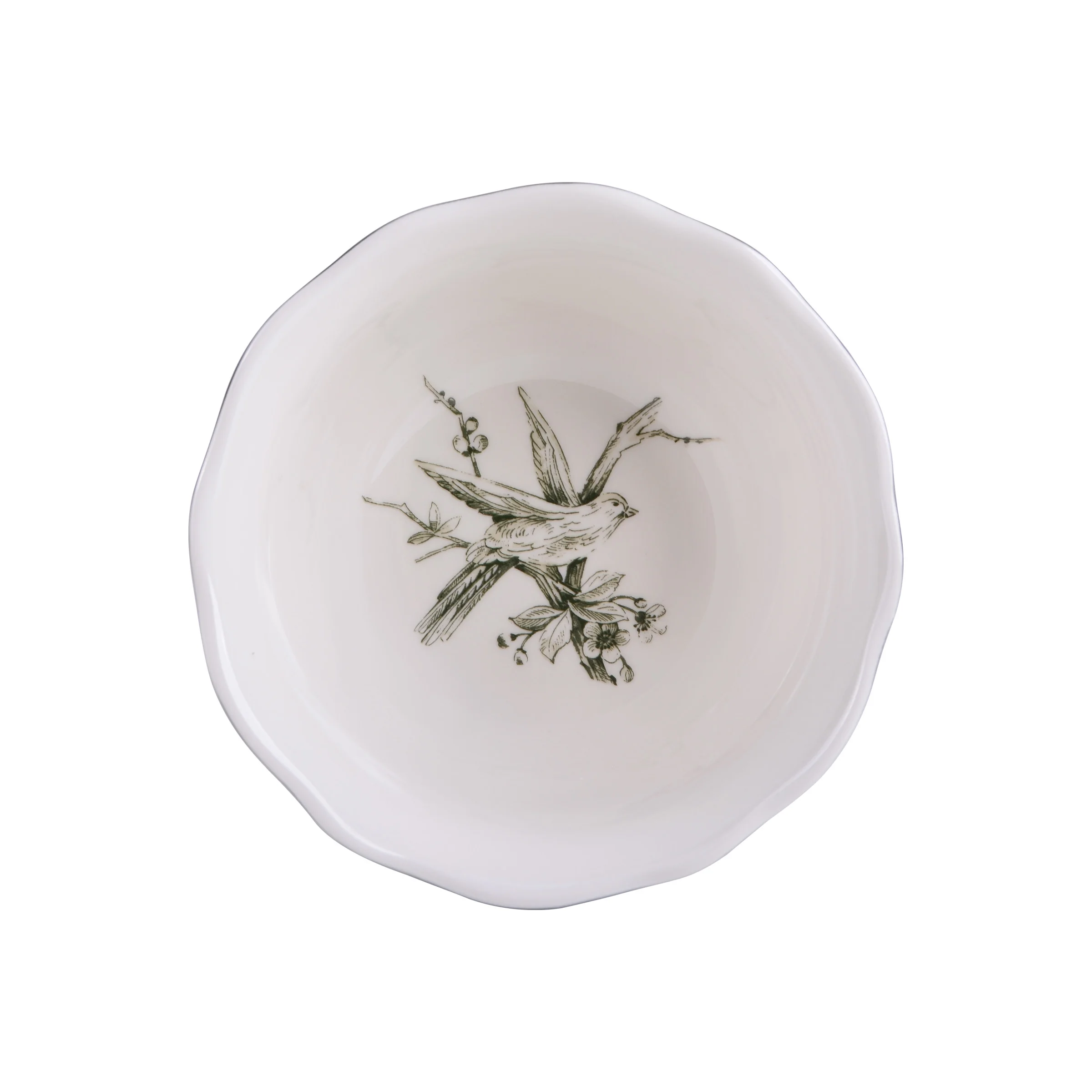 222 Fifth Adelaide Brown on White Porcelain 12 Piece Dinnerware Set, Plates & Bowls, Service for 4 - Image 20