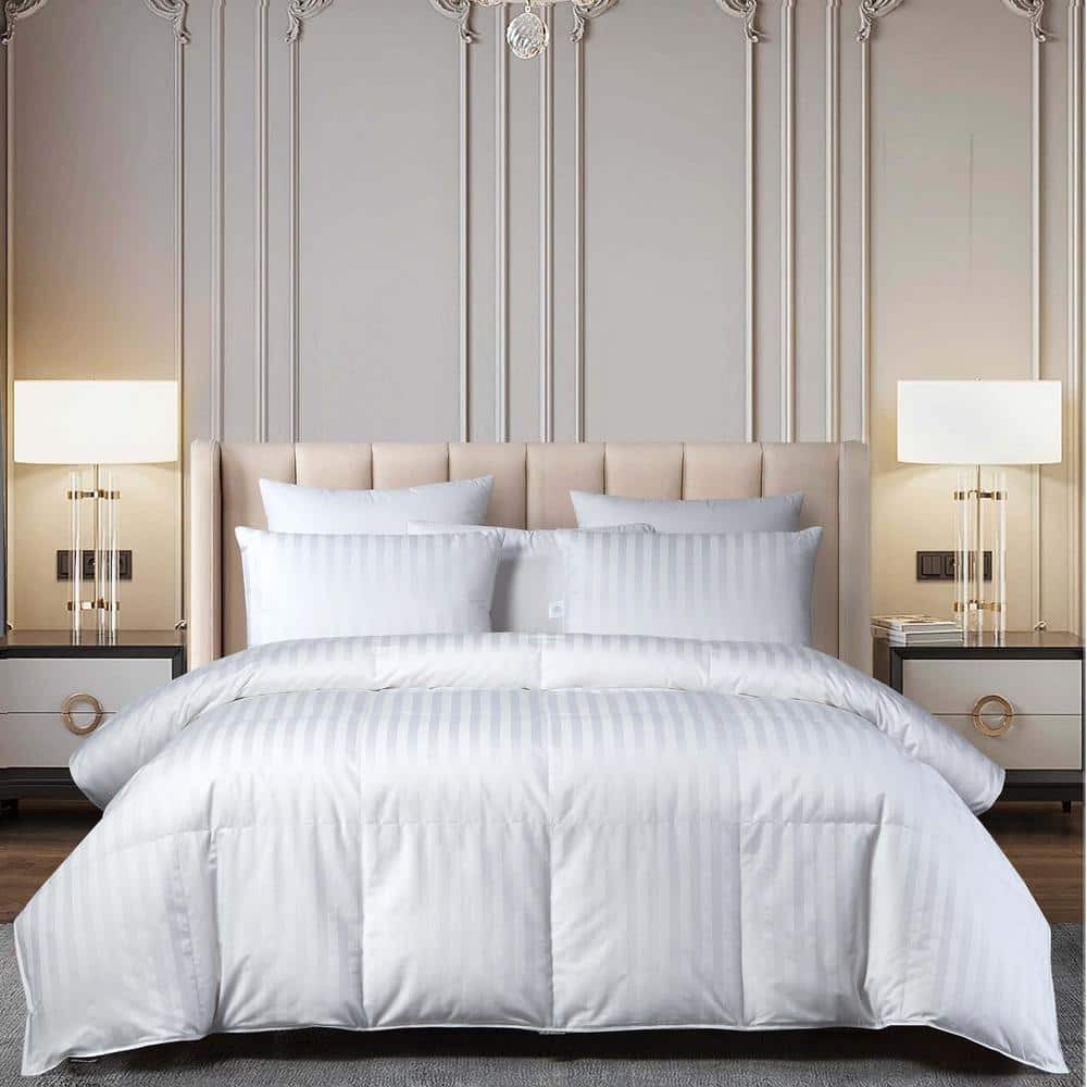 WAYFAIR Beautyrest - 500-Thread Count Damask Stripe US Grown Cotton All Seasons Hungarian Goose Down Comforter